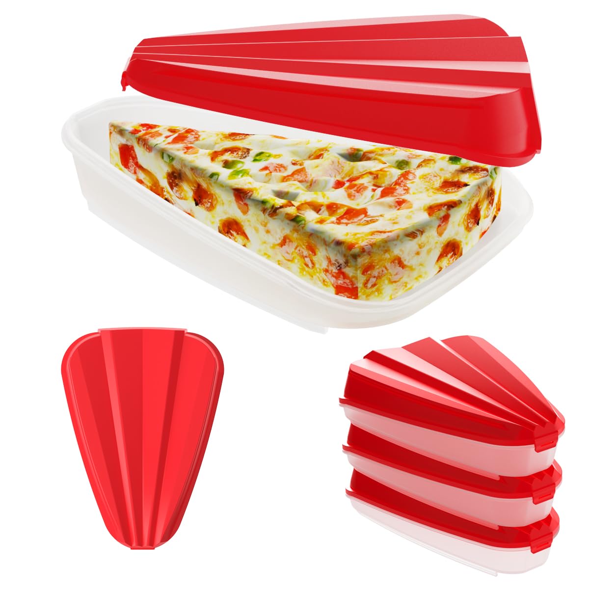 AimiDream Reusable pizza containers, Multiple merging containers, combined PP containers to organize and save space, red & white