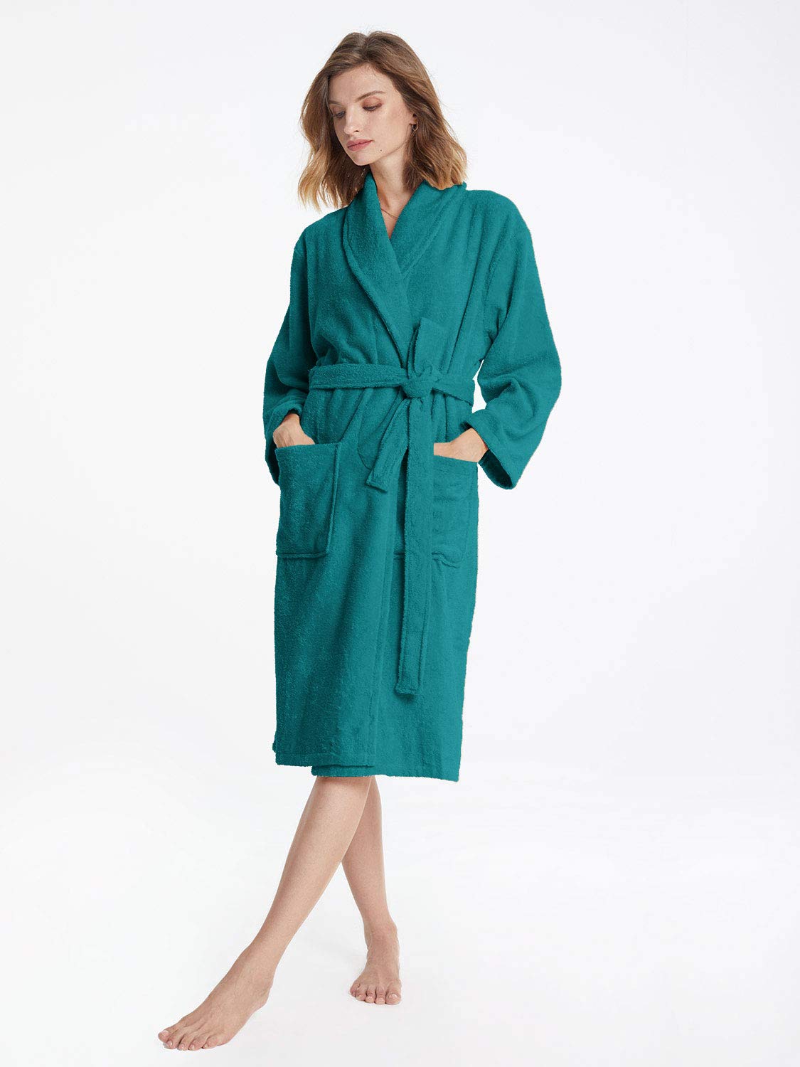 SIORO Robes for Women Terry Cloth Long Hotel Spa Bathrobes Cotton Towel House Coat Hot Tub Soft Absorbent Loungewear