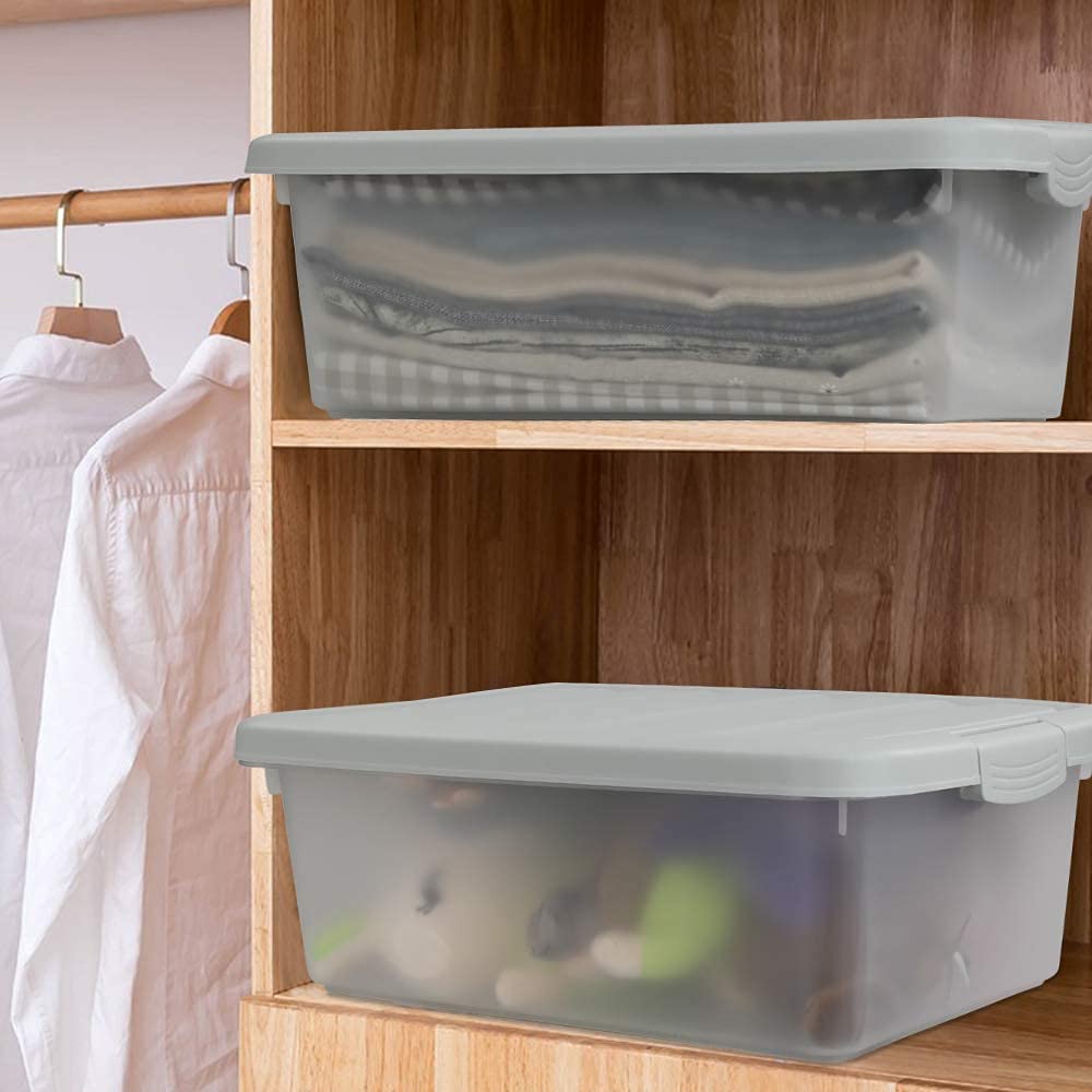 Ucake 14 Quart Plastic Storage Box, Clear Storage Bin with Lid, 2 Packs