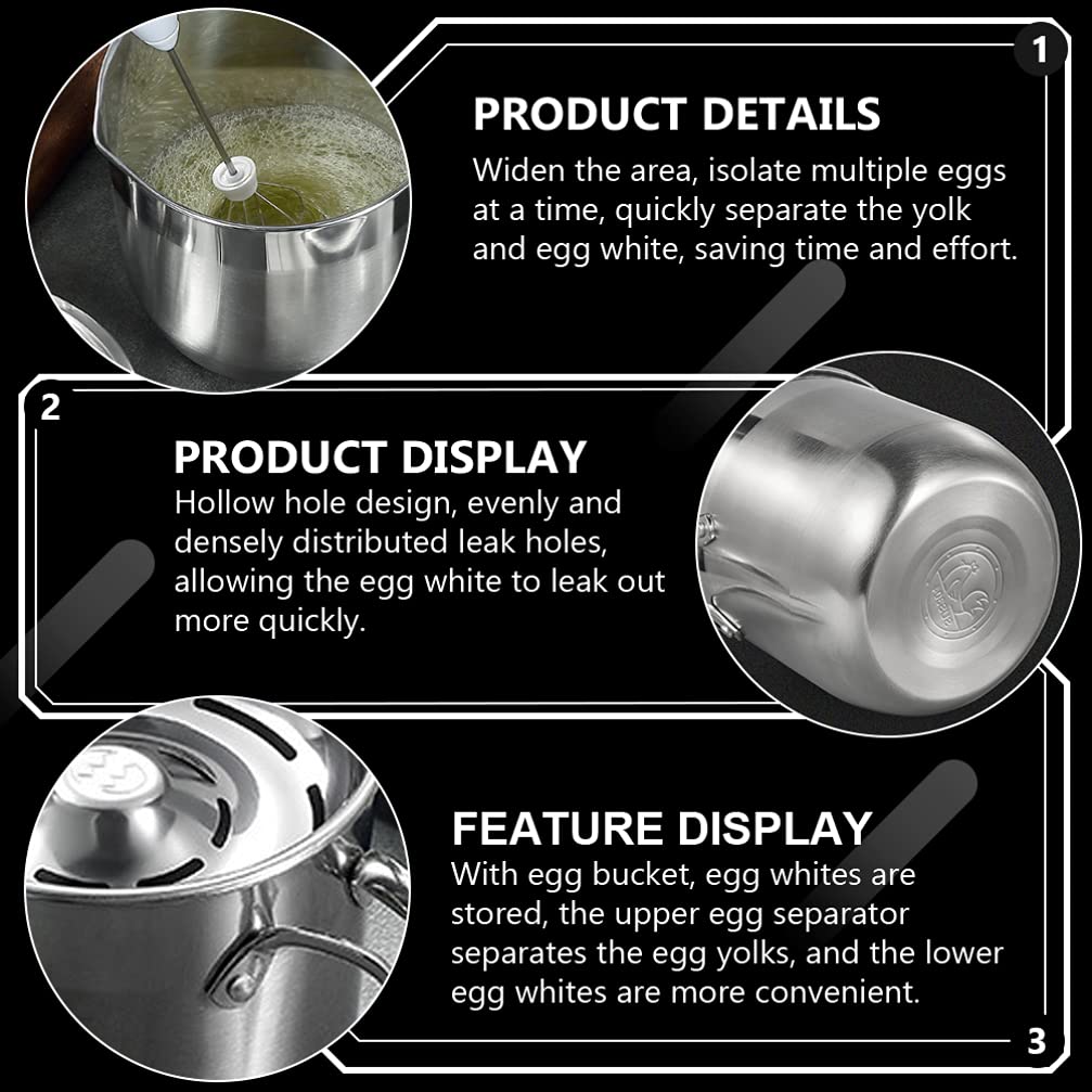 Angoily Egg Separator Egg Yolk White Separator Tool, Food Grade Egg Divider Stainless Steel Egg Sieve Kitchen Gadget Cooking Bak