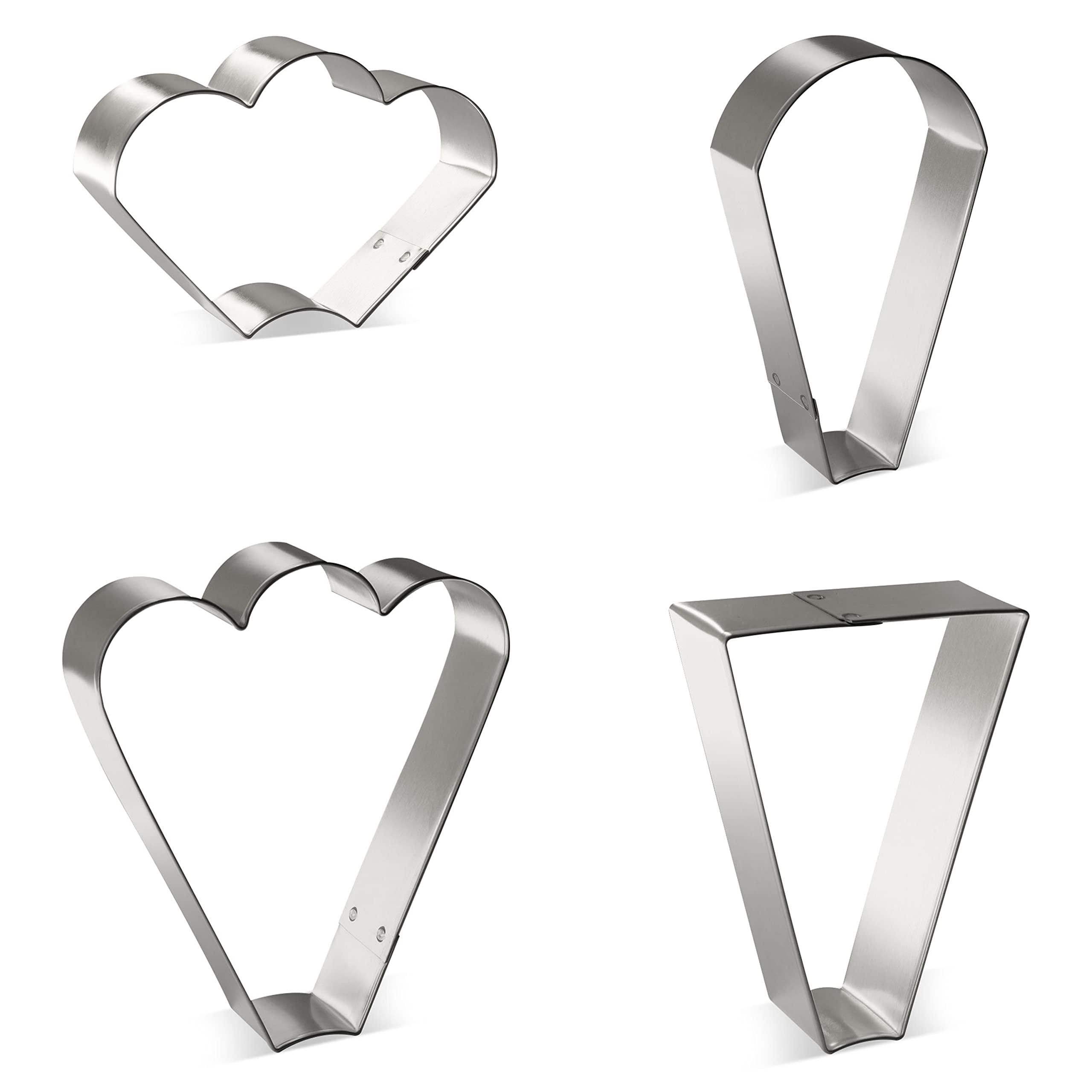 Foose Brand Cookie Cutters 4 Piece Platter Cookie Cutter Set 3 3/8 Intrapezoid, 4 In Teardrop Round, 3 In Clam And 4.5 In Fan Th