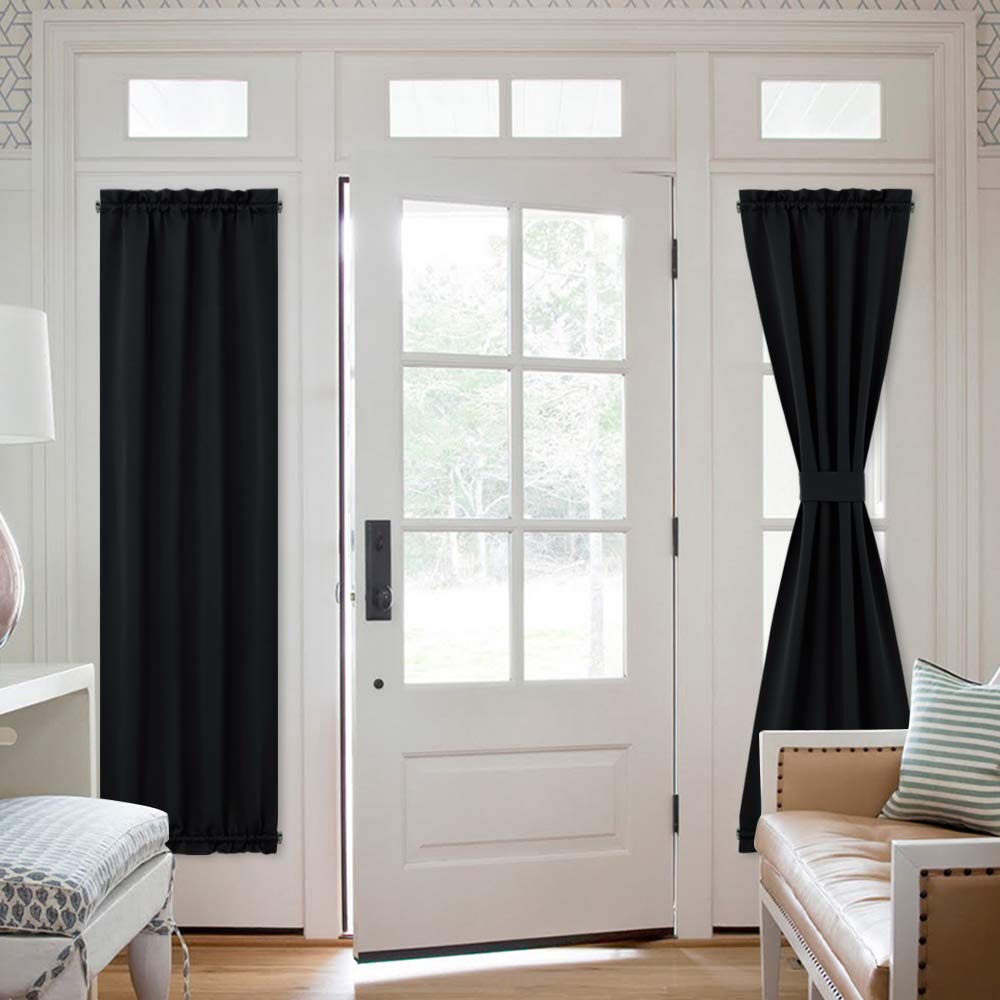 Nicetown French Door Curtains Set Of 2 - Blackout Curtain Patio Door Blinds Thermal Insulated Drapes For Glass Halloween Decor, 