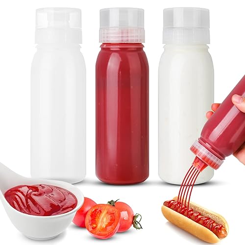 Porous Condiment Squeeze Bottles  Salad Dressing Container  Squeeze Bottles for Sauces  Botellas Exprimibles de Condimentos 3-Pack 13 oz  Syrup Dispenser Great for Ketchup  Salad  BBQ Sauce  Oil.