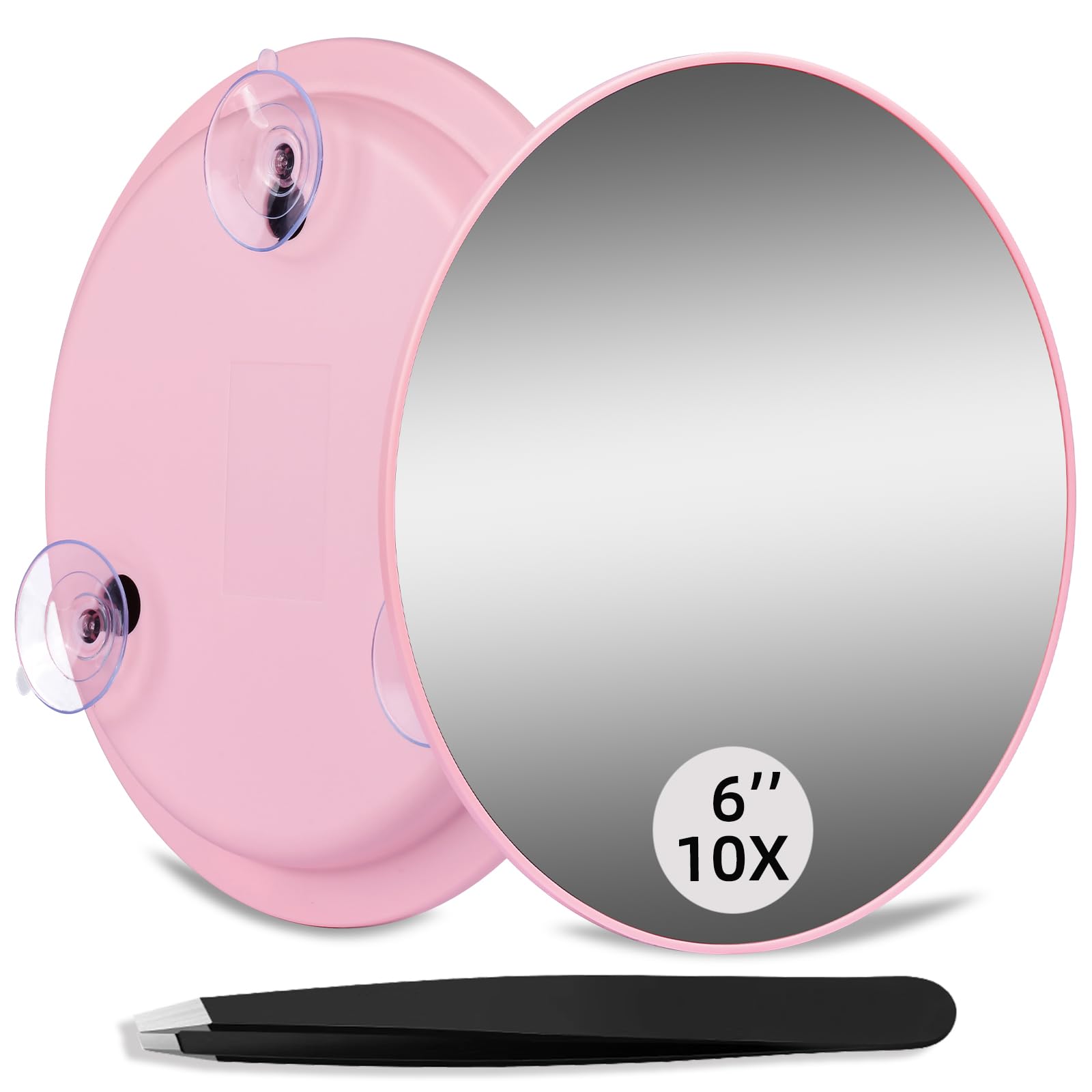 10X Makeup Magnifying Mirror, Large 10X Makeup Magnification Mirror, Round Magnifying Mirror, Compact 6'' Travel Magnifying Mirr