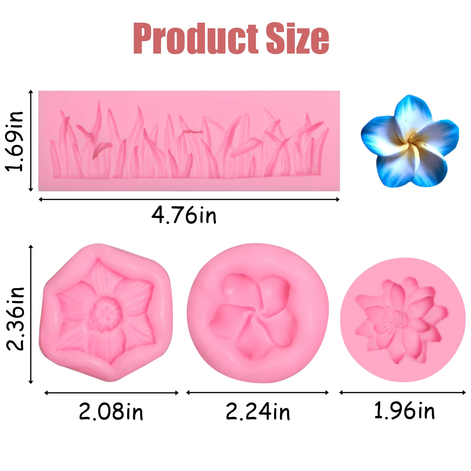 Flowers Silicone Chocolate Molds 4 Pcs Sunflower Fondant Silicone Molds Chrysanthemum Orchid Grass Mould For Cake Decoration Can