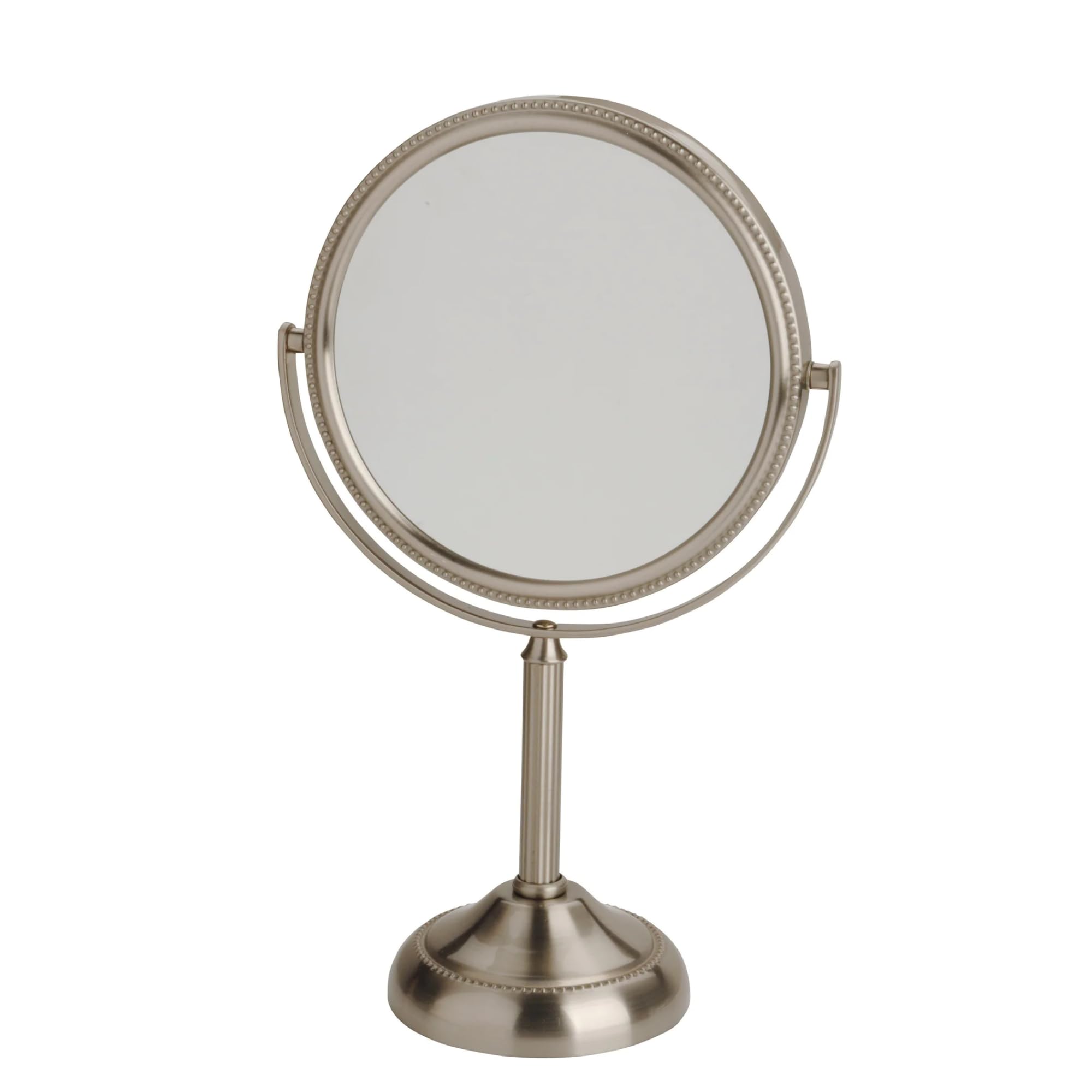 Jerdon Two-Sided Tabletop Makeup Mirror - Makeup Mirror With 10X Magnification & Swivel Design - Portable 6-Inch Diameter Mirror