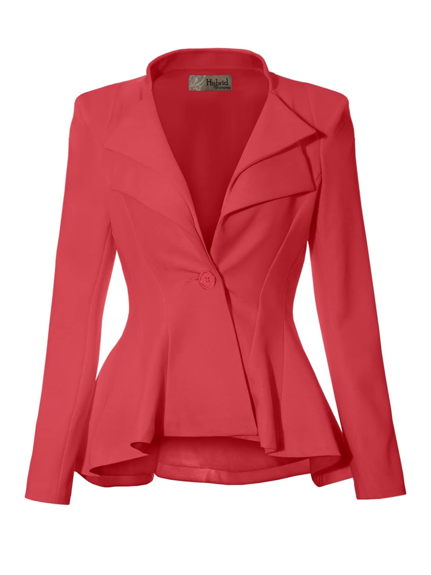 Women Double Notch Lapel Office Blazer Jk43864 1073T Coral 2X