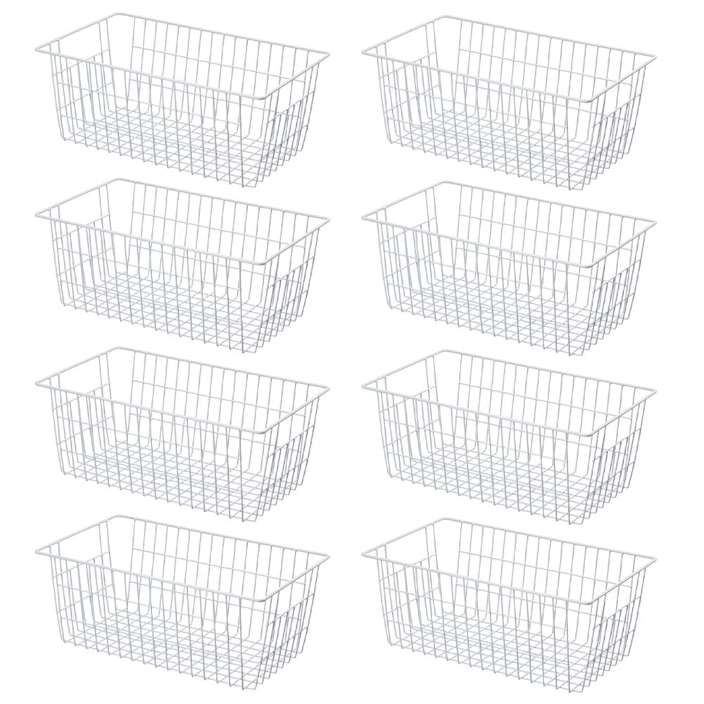 Sanno 14'' Wire Freezer Baskets Pantry Storage Bin,Farmhouse Metal Wire Storage Basket Freezer Storage Organizer Wire Storage Ba