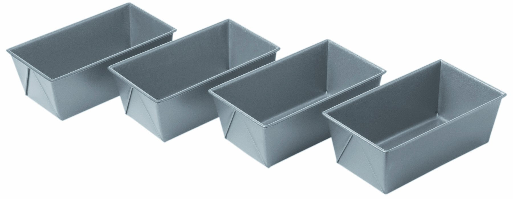 Chicago Metallic Commercial Ii Non-Stick Mini Loaf Pans, 5-3/4 By 3-1/4 By 2-1/4-Inch, Gray , 4 Count (Pack Of 1)