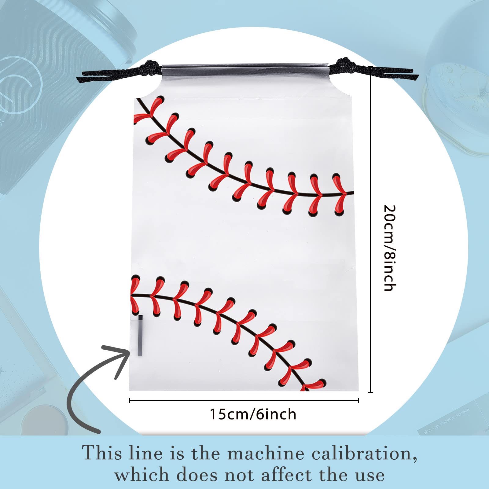 Flutesan 50 Pack Drawstring Baseball Party Favor Bags Plastic Baseball Snack Bags Baseball Goodie Bags Baseball Gift Bags For Ki