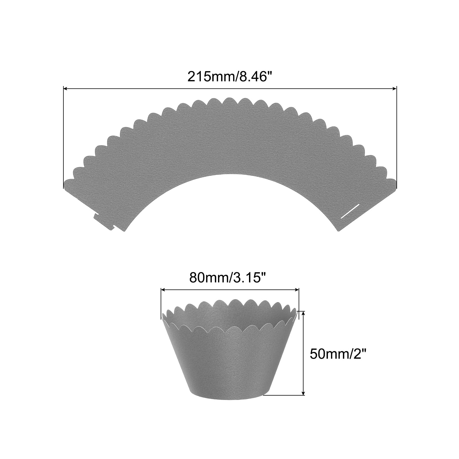 Patikil Cupcake Wrappers Paper, 50 Pack Baking Cups Standard Wave Decoration For Anniversary Birthday Weddings And Parties, Silv