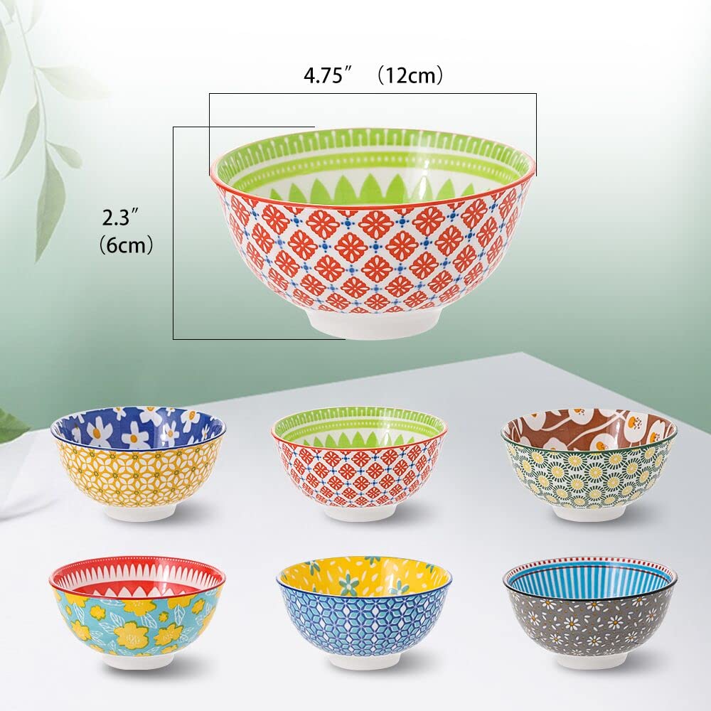 Ceramic Bowl Set Small Bowls - Porcelain Dessert Bowls 10 Oz - 6 Little Bowl For Rice | Soup | Snack | Side Dishes | Yogurt | Ic