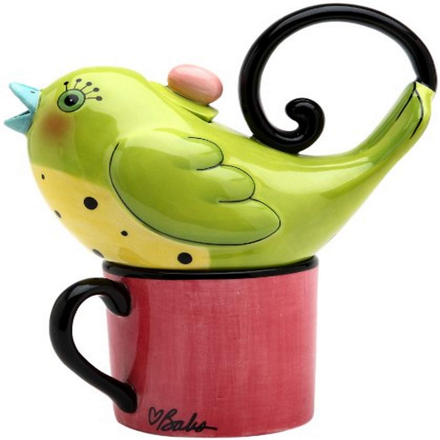 Appletree 6-7/8-Inch Ceramic Green Bird Tea For One