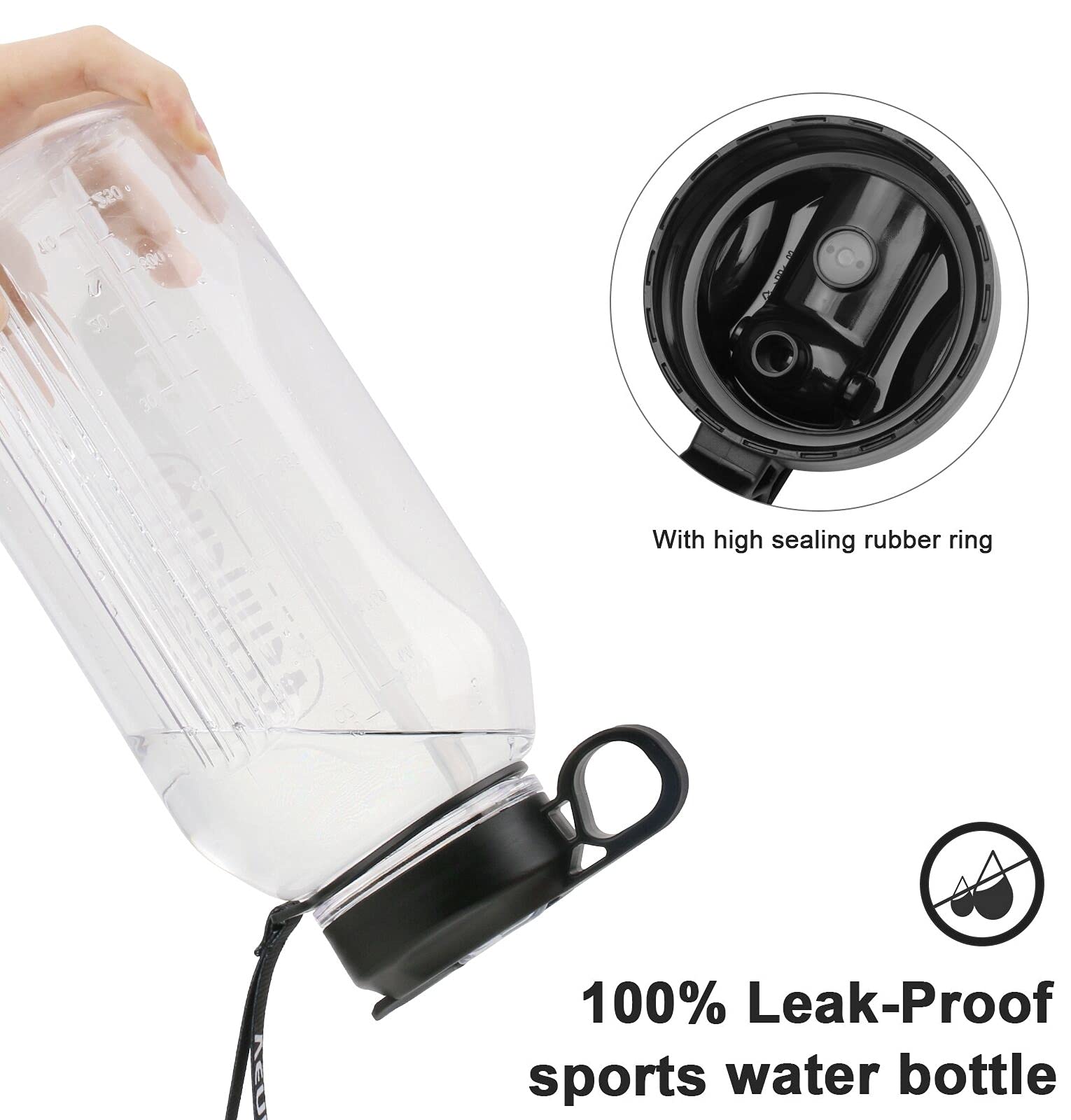 Half Gallon Water Bottle with Handle BPA Free Sports Water Bottles 74oz Large Plastic Water Jug with Straw VENNERLI 2.2L Motivational Water Bottle with Straw for Outdoor Hiking Camping Running (QL-Clear)