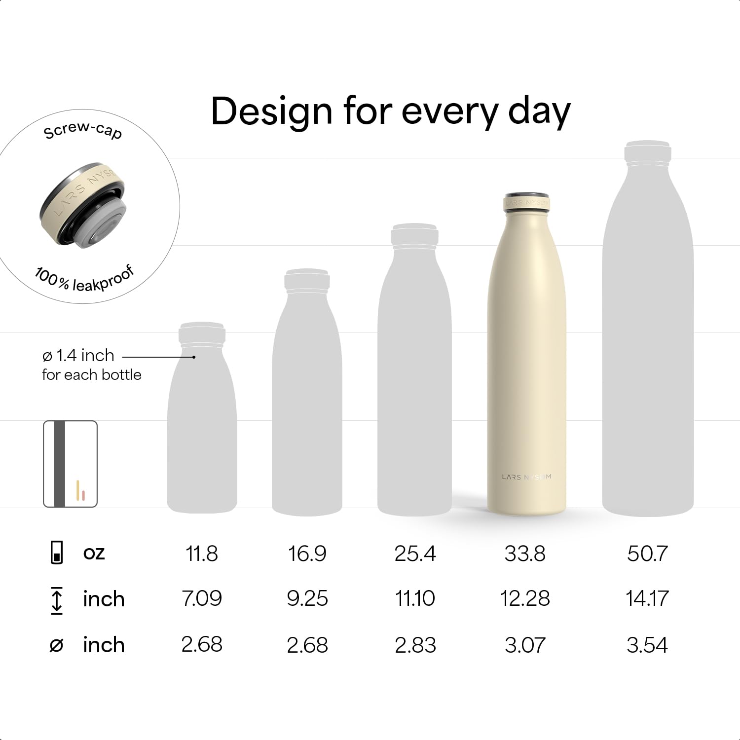 Lars Nys   M Stainless Steel Insulated Water Bottle 12Oz 17Oz 25Oz 34Oz 51Oz | Bpa-Free Insulated Thermo Flask For Hot And Cold