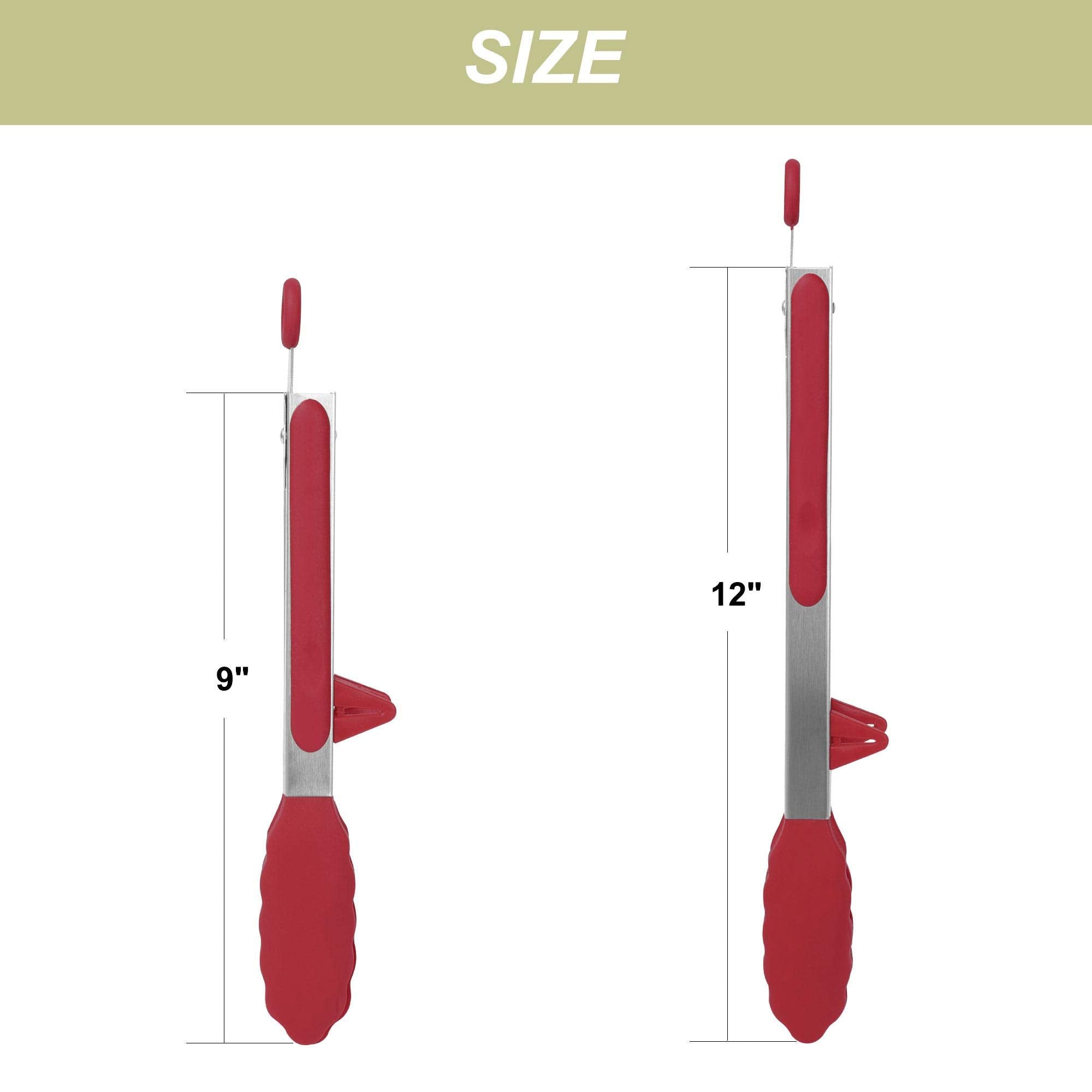 Uxcell Kitchen Tong Set For Cooking Silicone Stainless Steel Tongs With Stands Toaster Serving Bbq Non-Stick Locking Tong 2Pcs B