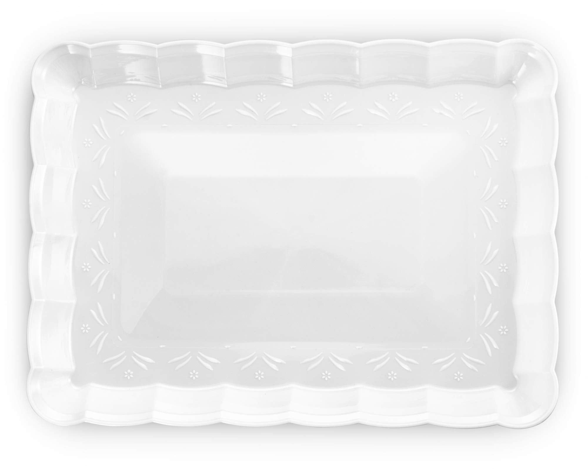 Plasticpro Plastic Serving Trays - Serving Platters Rectangle 9X13 Disposable Party Dish (12, White)