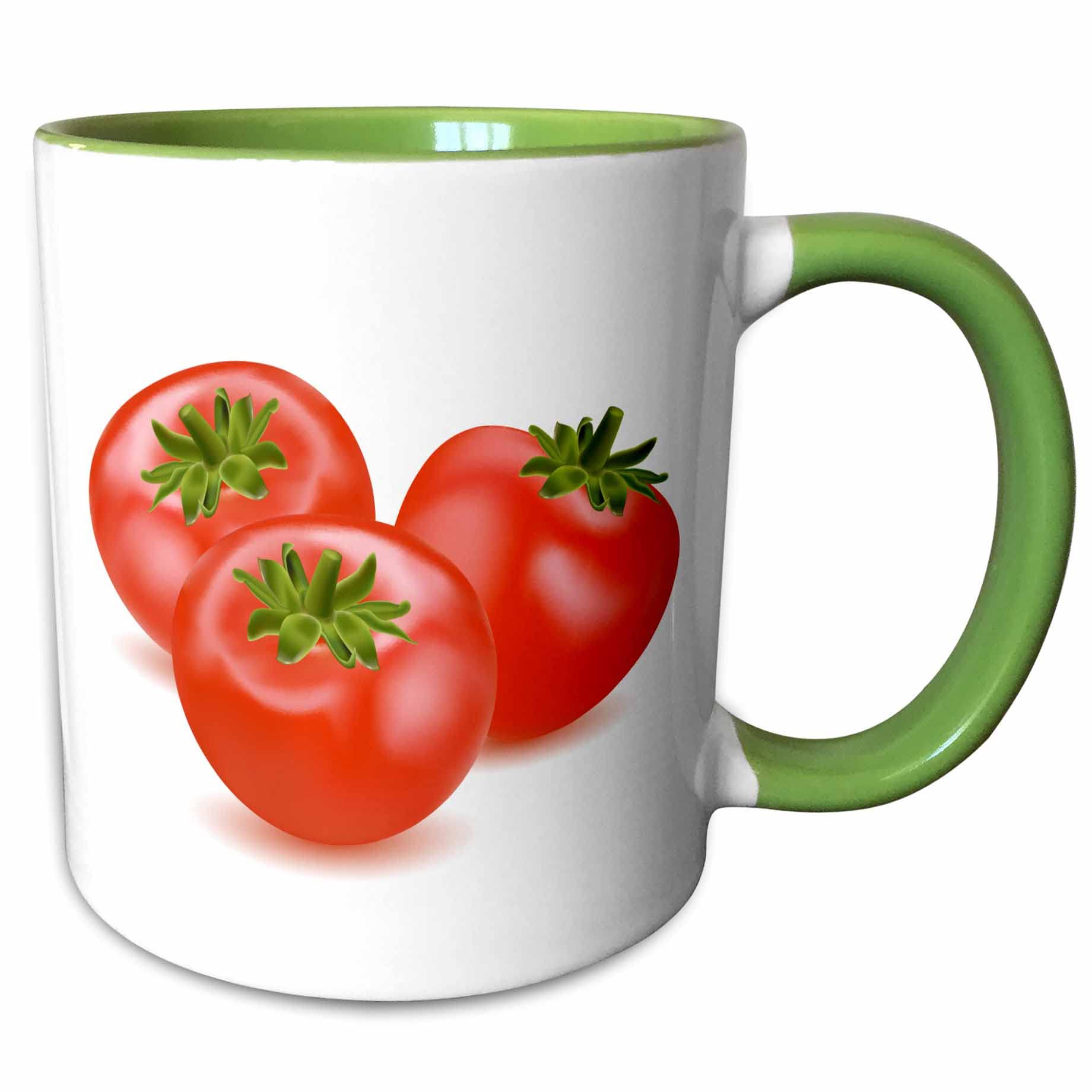 3dRose Three Red Tomatoes 11oz Two-Tone Green Mug