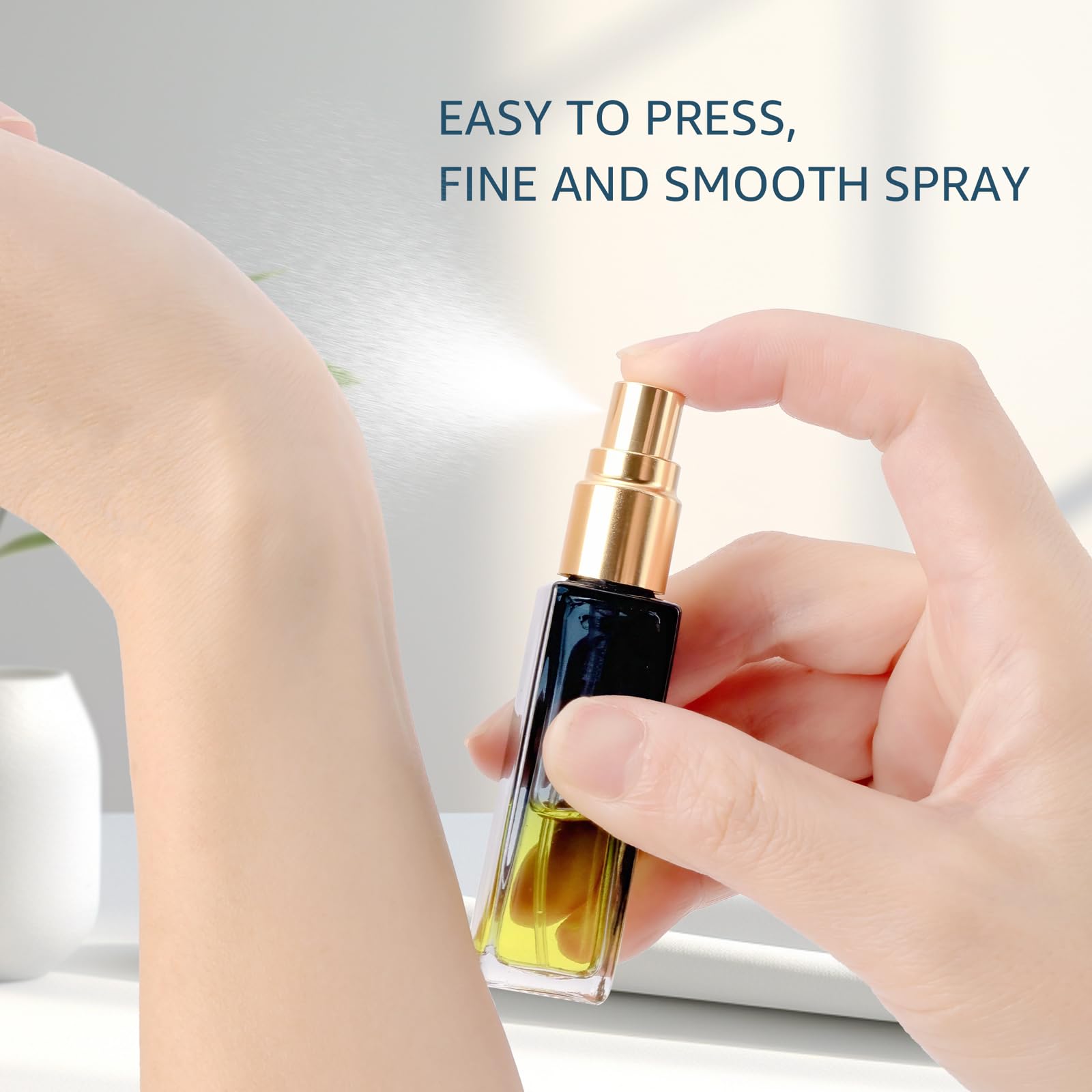 Kesell 10Ml Spray Bottle 11 Pcs Mini Glass Perfume Bottle Refillable Perfume Atomizer Travel Size Square Empty Bottle With 5Pcs