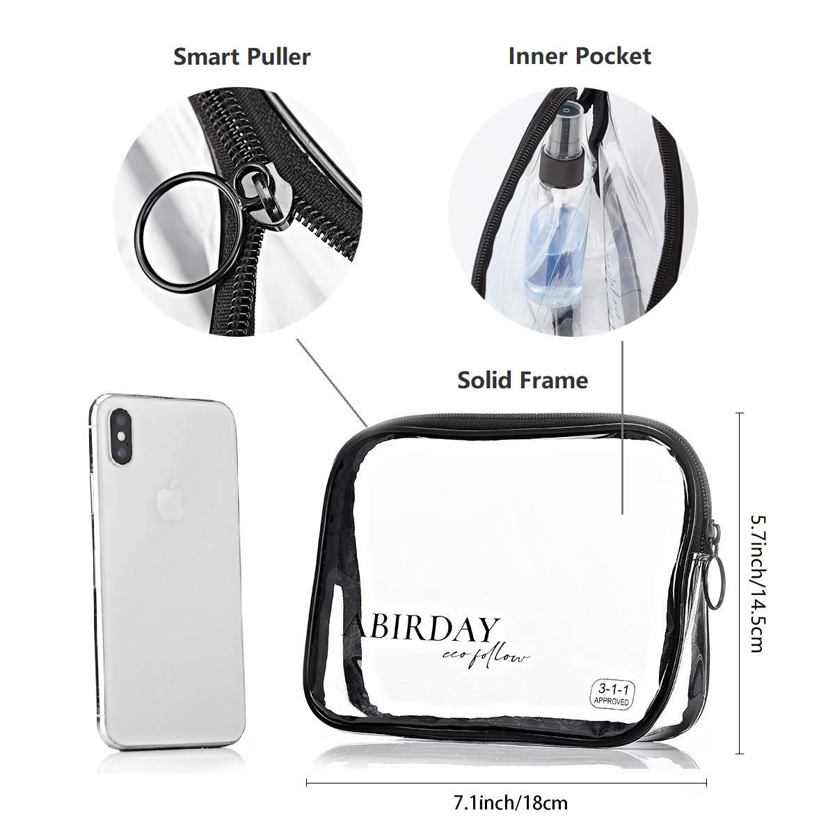 Abirday Travel Size Bottles Containers For Toiletries With Toiletry Bag And Label, Leak-Proof & Tsa Approved Carry-On For Airpla