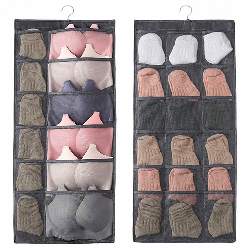Melgoza Socks Organizer For Wardrobe Closet Hanging Storage Bag Bra Underwear Underpants Holder Double Sided With Wall Hanging R