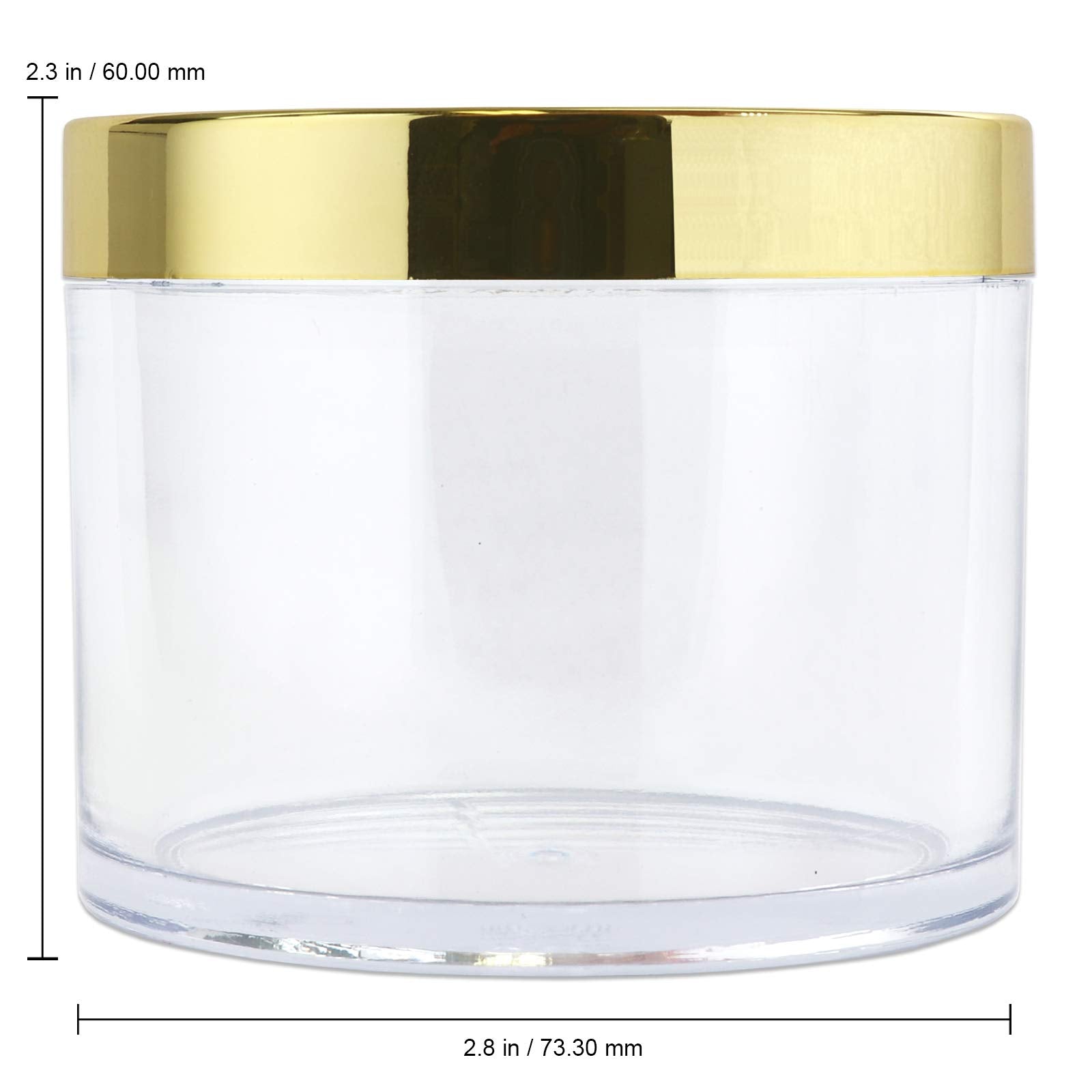 Beauticom 4 Oz. (120G/120Ml, Quantity: 6 Pieces) Thick Wall Round Leak Proof Clear Acrylic Jars W/Lids For Beauty, Gold, 6 Piece