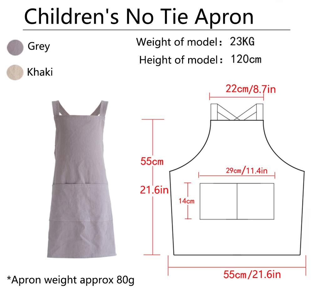 Losofar Children Cotton Cross Back Apron Japanese Style Bib Home Clothes Painting Soft Comfort Pinafore Apron For Girls Boys (Gr