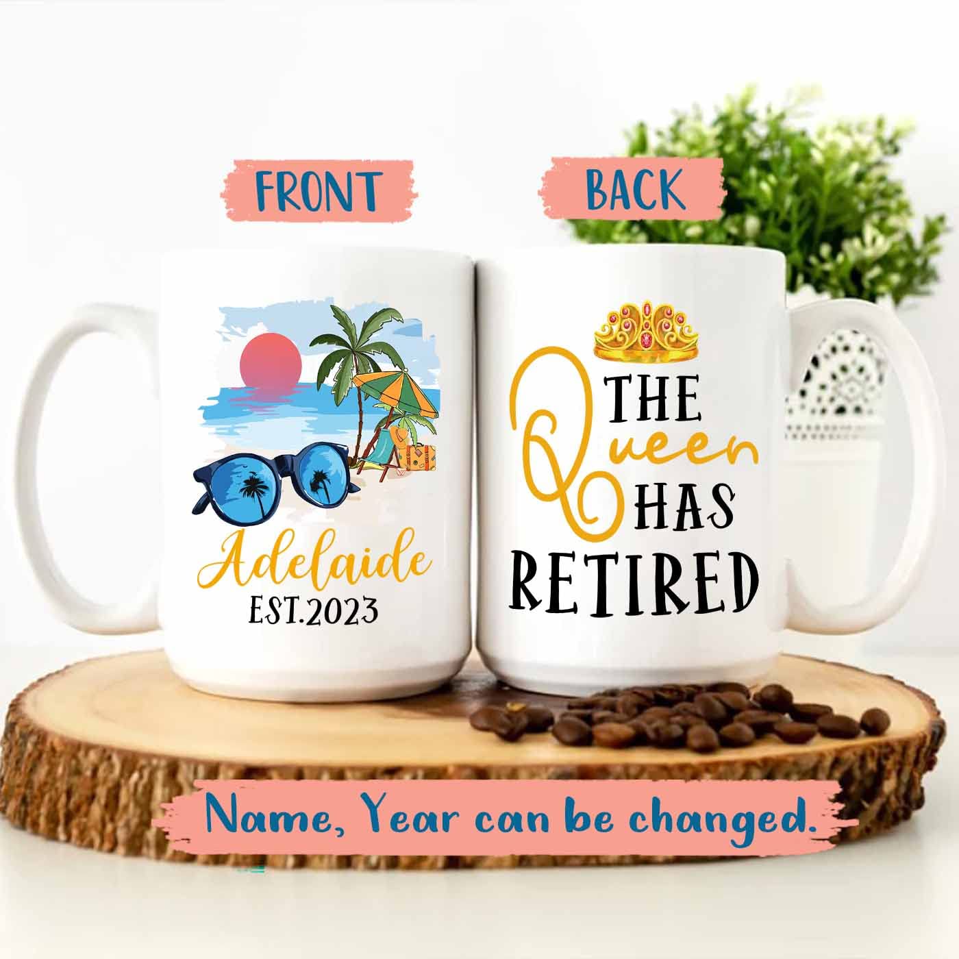 Personalized Name The Queen Has Retired Coffee Mugs Cups 11 Oz 15 Oz, Customized Retirement White Ceramic Mug Gifts For Retiree