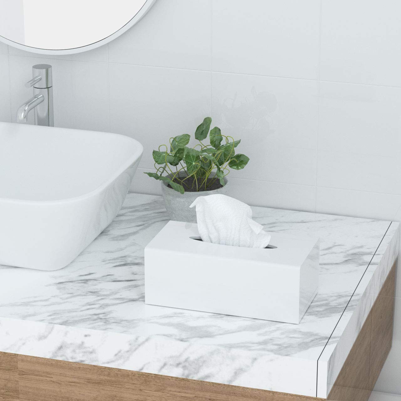 FEMELI Acrylic Tissue Box Cover Rectangular Facial Tissue Holder Case Dispenser for Bathroom Kitchen Bedroom Office