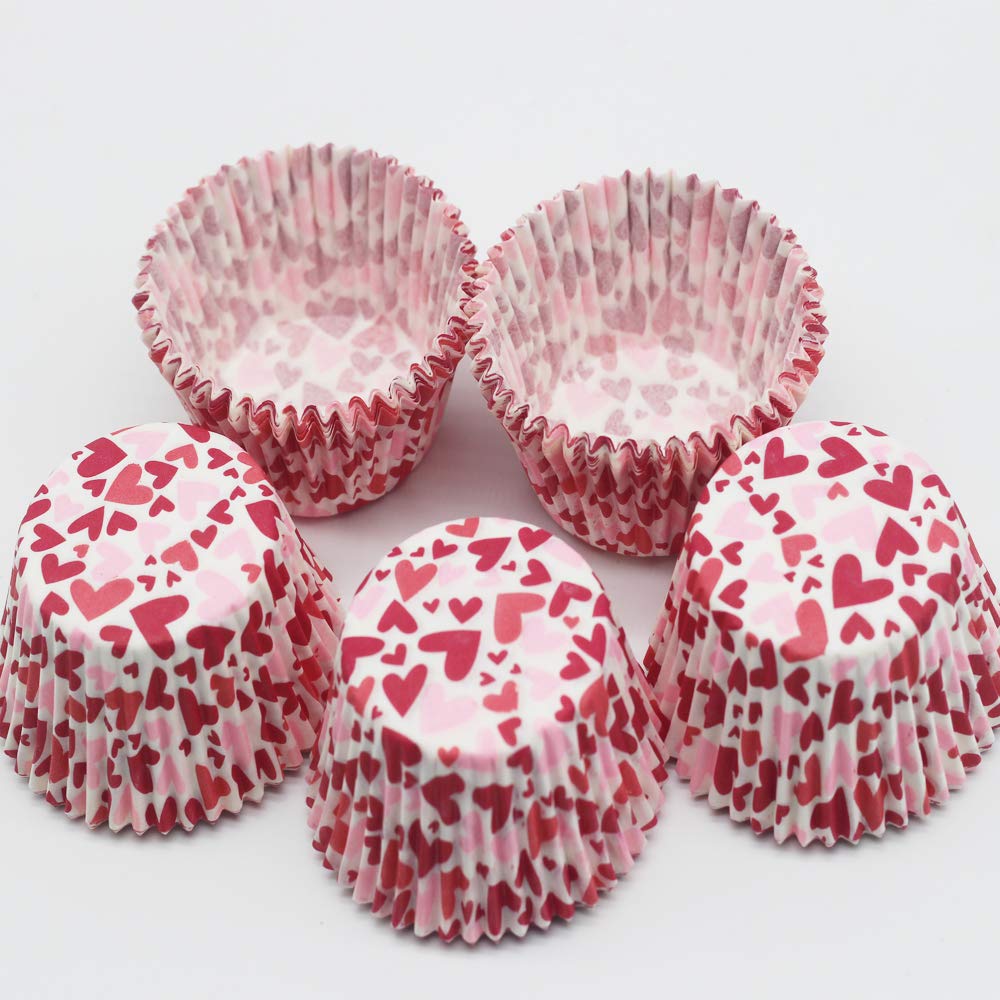 Binaryabc Red Heart Cupcake Liners Baking Cups,Valentine'S Day Cake Decorations Party Supplies,100Pcs