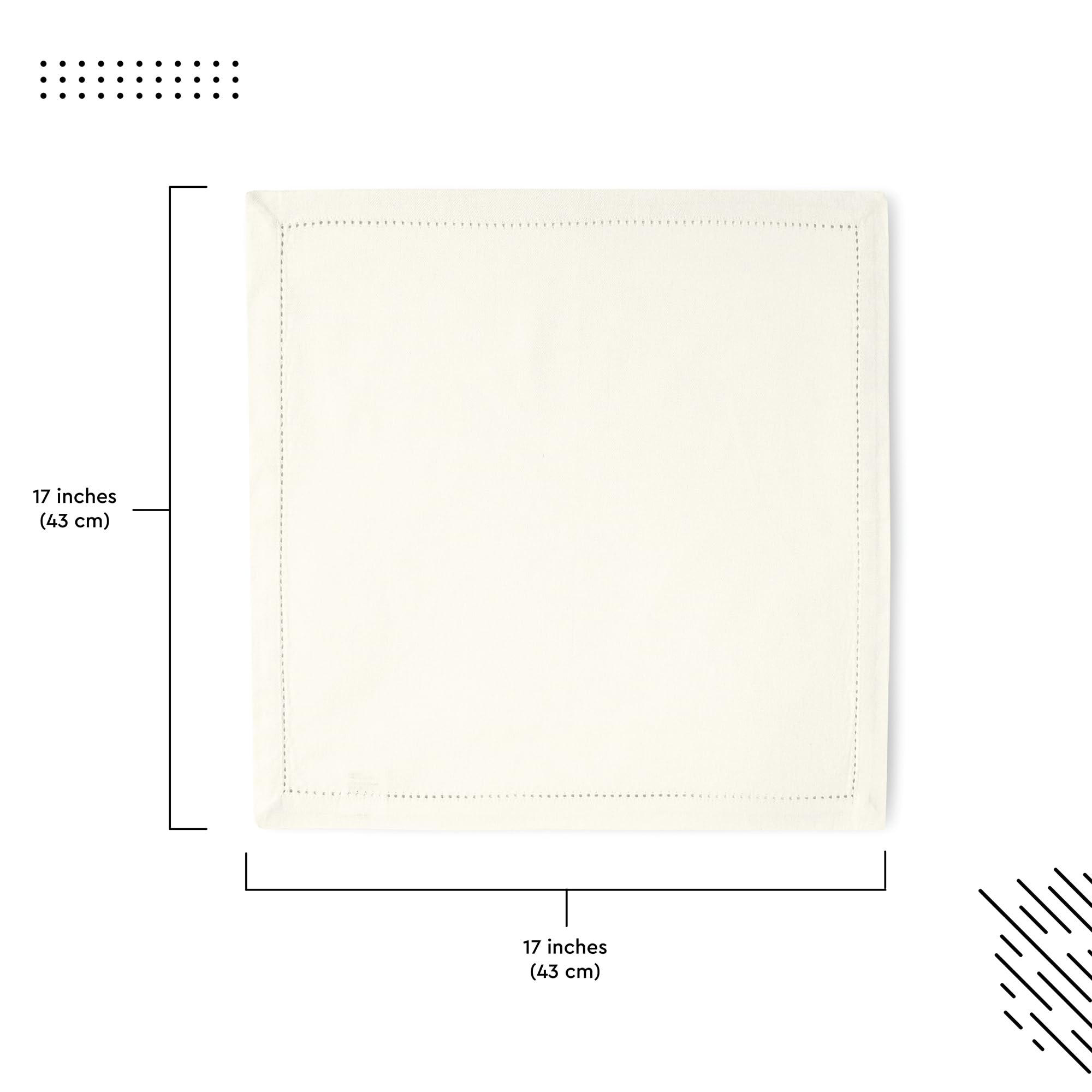 Encasa Homes 100% Cotton Hemstitched Dining Table Napkins Of Size 17 X 17 Inch (Square) - Natural - Set Of 4 | Perfect For Party