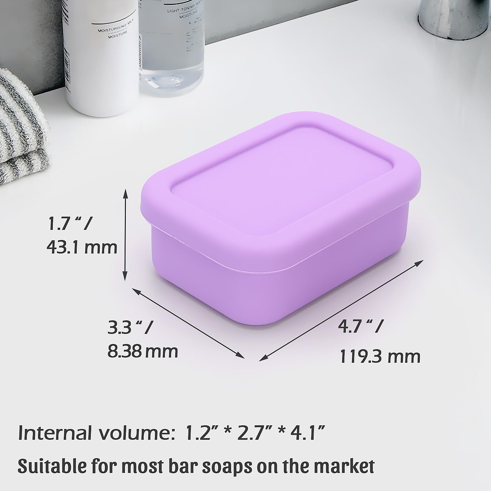 Aidimming Silicone Bar Soap Travel Case,Completely Leak Proof Bar Soap Holder,Compact Soap Bar Container,Portable Soap Box For T