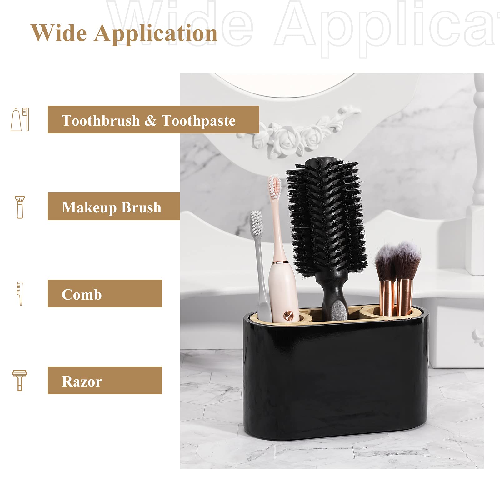 Shinowa Toothbrush Holder Premium Toothbrush Organizer Bathroom Storage Organizer for Electric Toothbrush  Toothpaste  Razor  comb - Black  (SNWYSJSZZP)