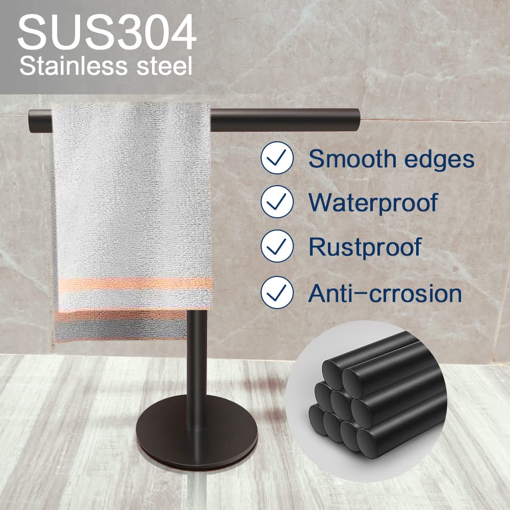 Hand Towel Holder Stand For Bathroom Vanity Countertop Matte Black T-Shape Towel Bar Rack Stand Towel Bar For Bathroom Kitchen