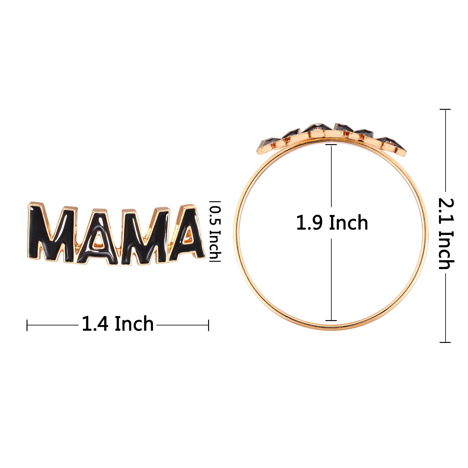 9Pcs Mama Napkin Rings Enamel Rhinestone Heart Mom Napkin Holder Rings Mothers Day Birthday Banquet Table Decor (Black Mama)