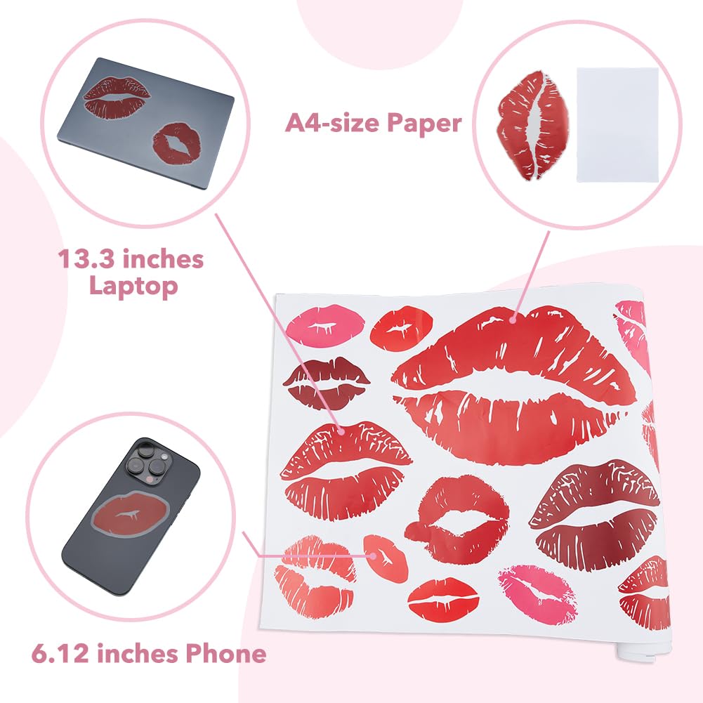 Superdant Red Lips Wall Stickers 25Pcs Kisses Stickers Self-Adhesive Vinyl Wall Art Decals Valentine'S Day Trendy For Home Livin