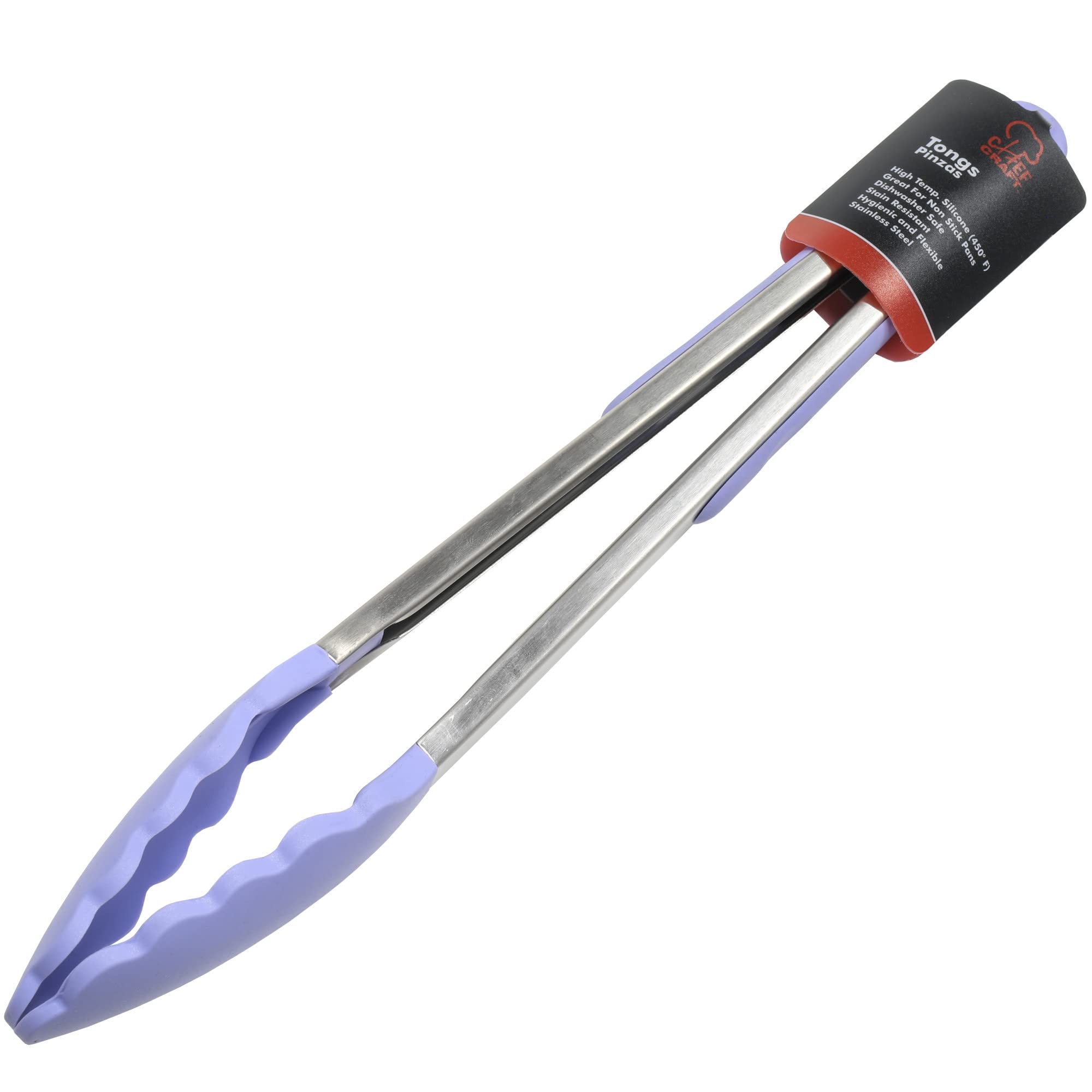 Chef Craft Premium Silicone Cooking Tongs, 12 Inch, Pastel Blue