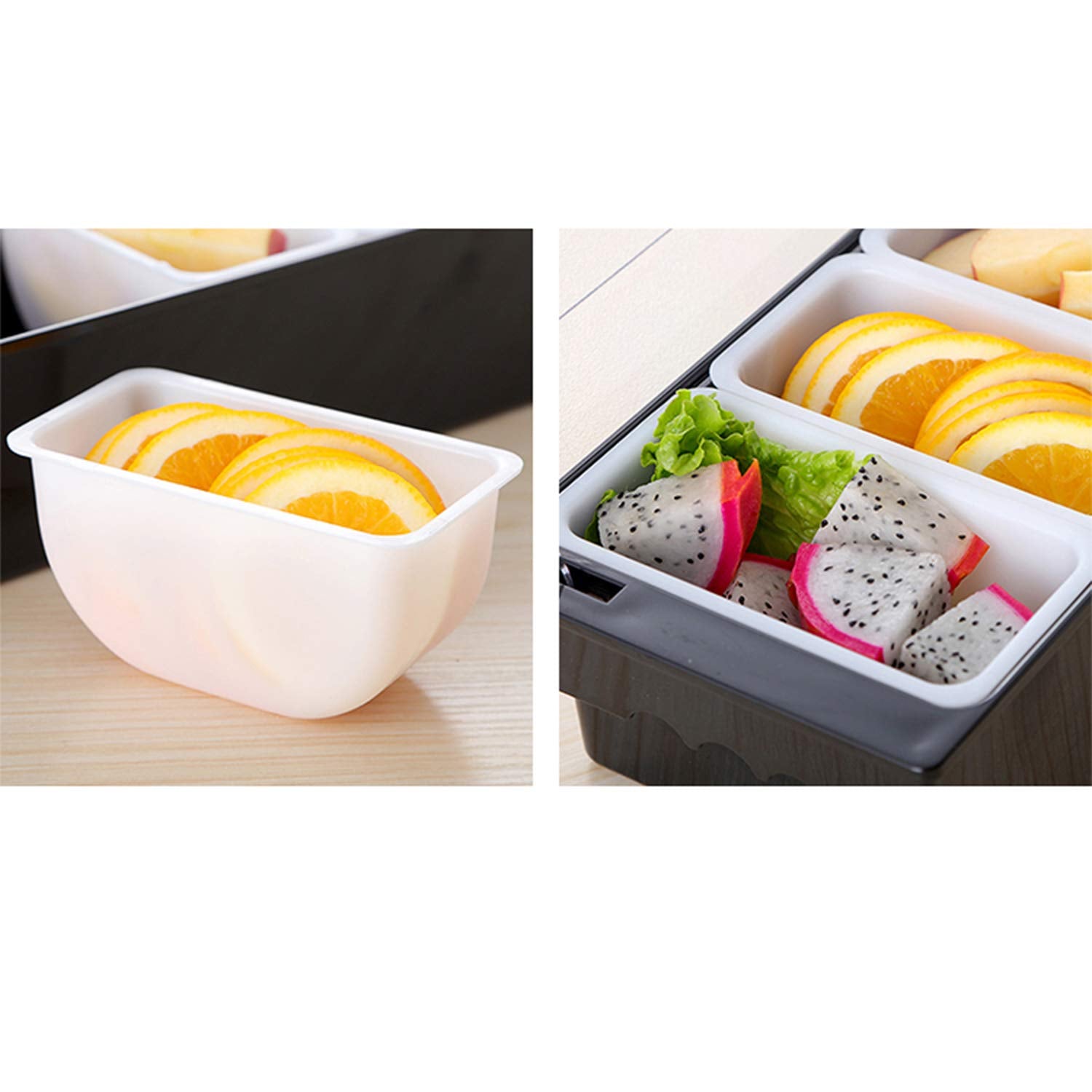 Sb Goods Ice Cooled Condiment Serving Container, Iced Cooled Garnish Station Serving Tray With Lid For Home Work Or Restaurant S