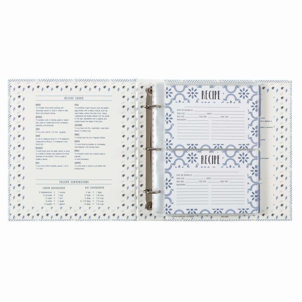 C.R Gibson Qp12-24018 3-Ring Recipe Binder With Recipe Cards, 9'' W X 9.4'' H, True Blue