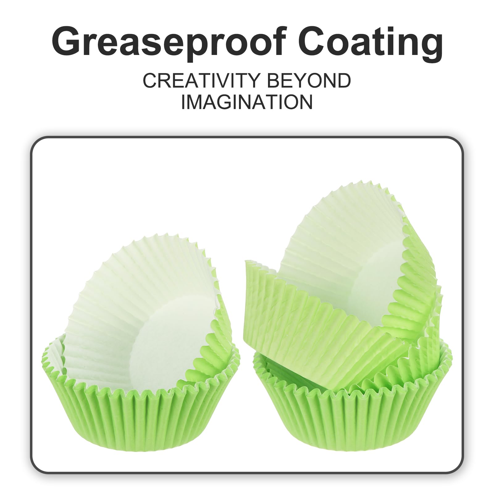 Uxcell 100 Pcs Cupcake Liners, Muffins Paper Baking Cups Wrappers Standard Greaseproof For Baking Cupcake Wrapper, Light Green