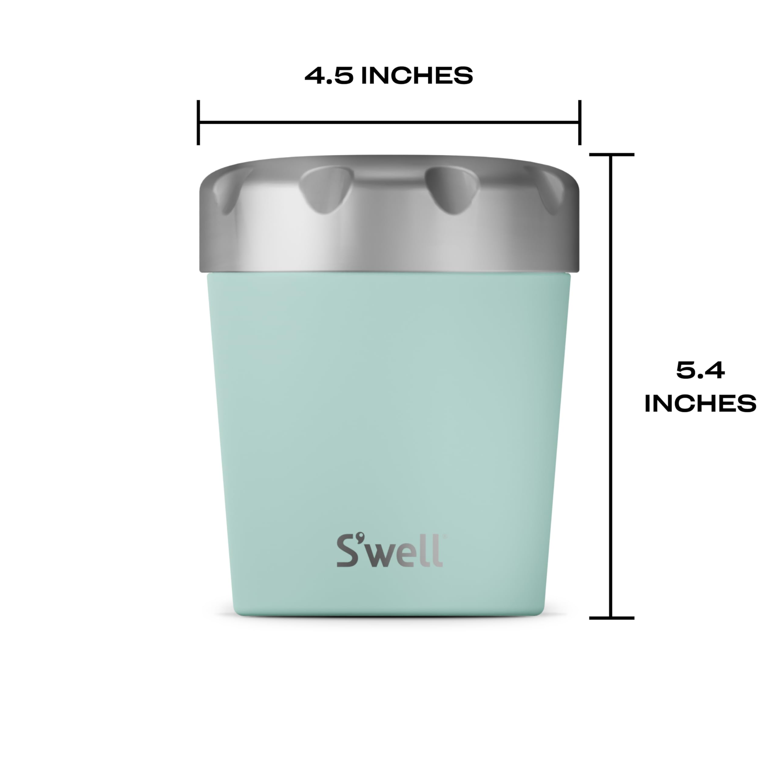 S'Well Stainless Steel Ice Cream Chiller, 16Oz, Mint, Triple Layered Vacuum Insulated Container Keeps Ice Cream Frozen For Up To