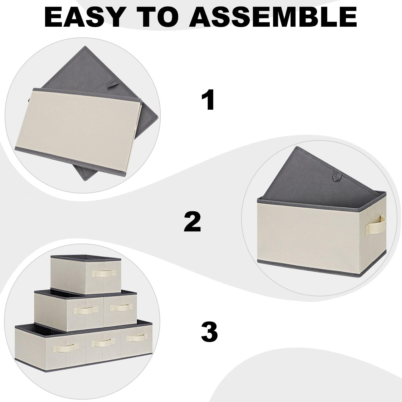 Lhzk Collapsible Fabric Storage Bins For Shelves 6 Pack, Small Storage Baskets For Shelves, Closet Storage Bins With Handles, St