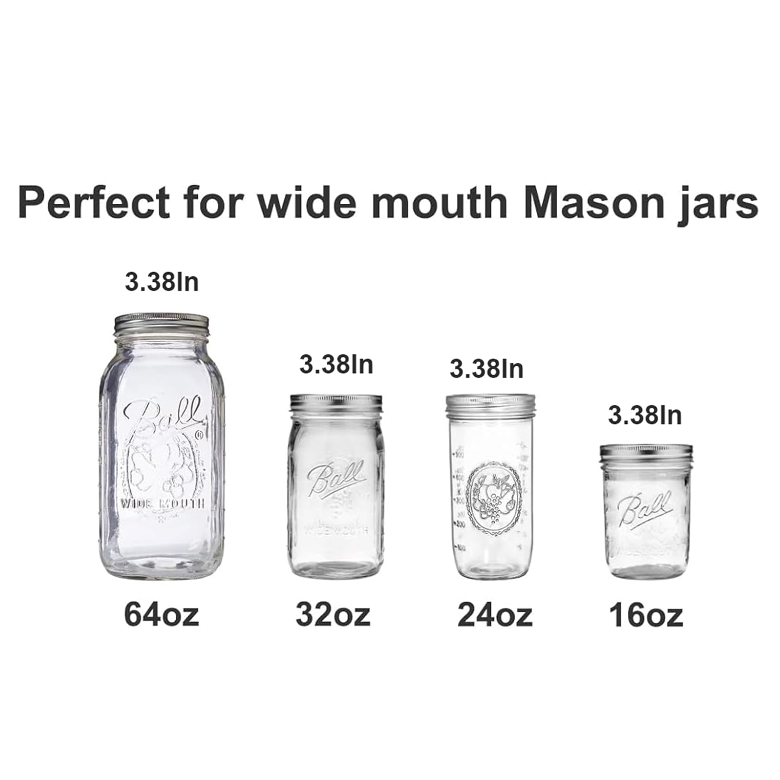 Easy Use Hand Fresh Juicer Lid For 3.38 Inch Wide Mouth Mason Jar.Hand Squeezer Top For Citrus Lemon Orange 304 Stainless Steel.