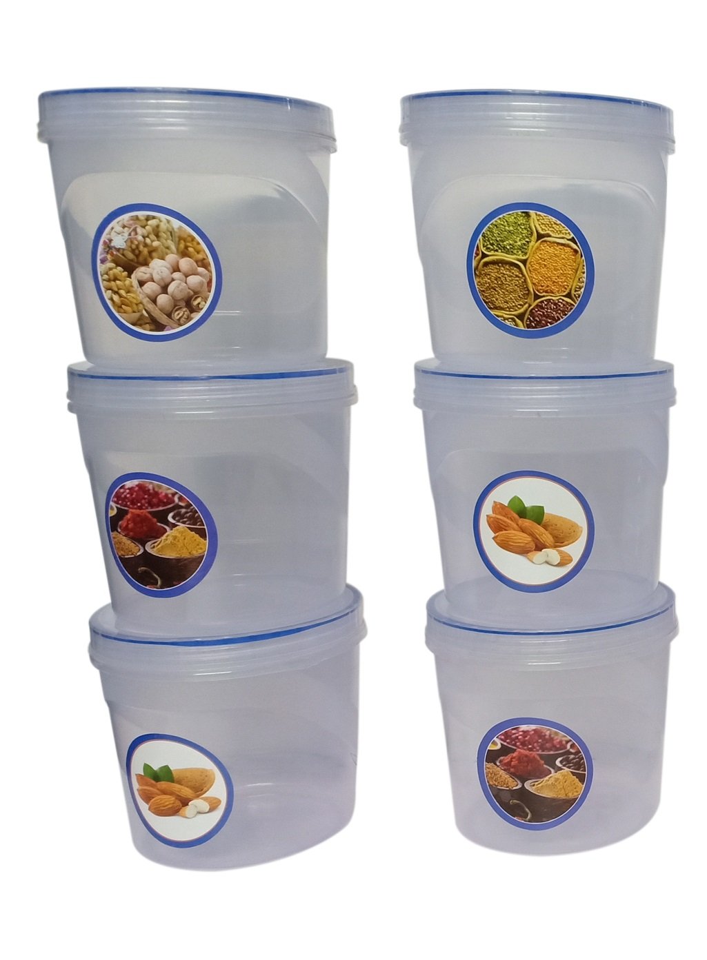 Feliz Clear Plastic 1500 Ml Containers With Air Tight Cap (Set Of 6)