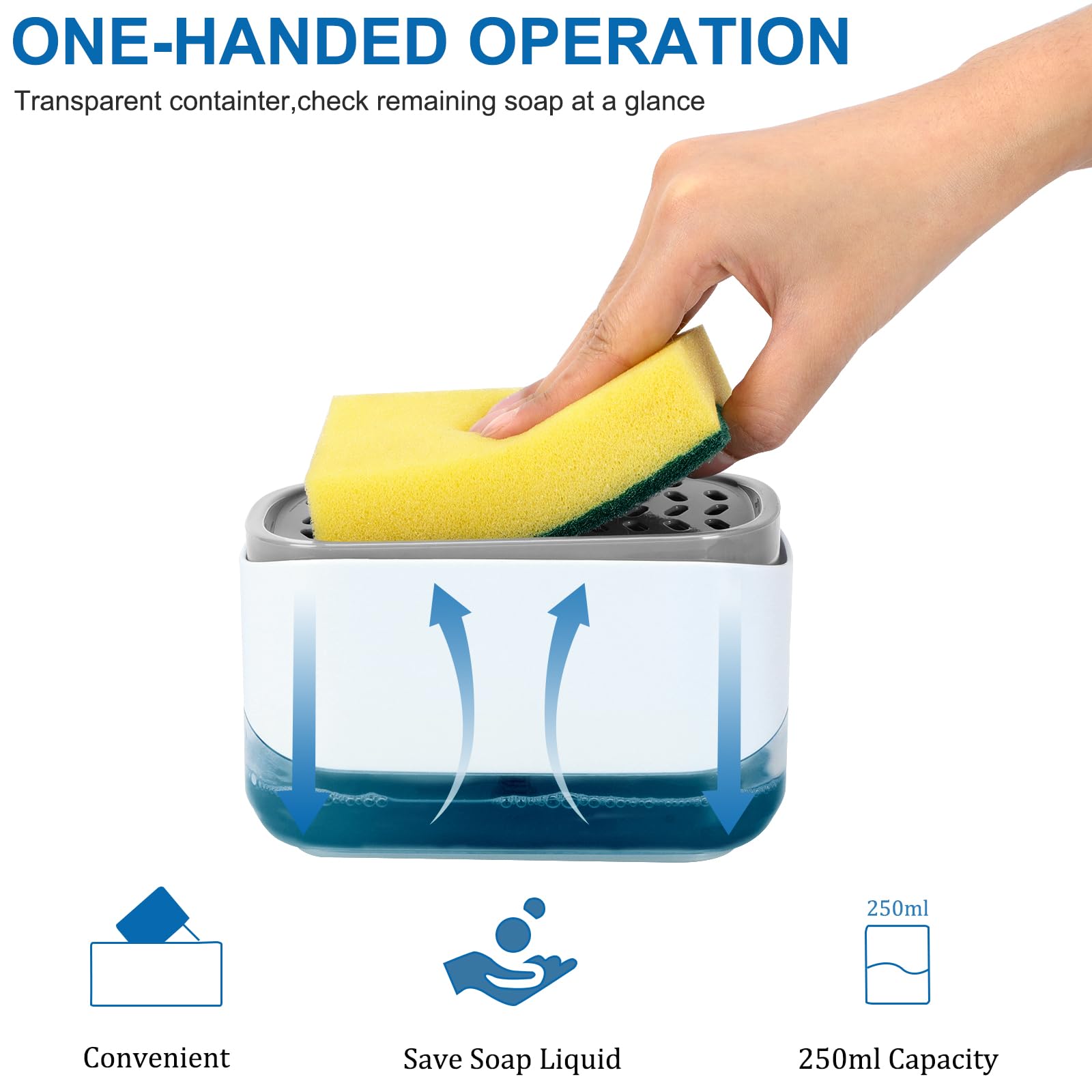 Premium Quality Soap Dispenser - Dish Soap Dispenser For Kitchen, Washing Up Liquid Dispenser - Soap Dispenser Kitchen With Spon