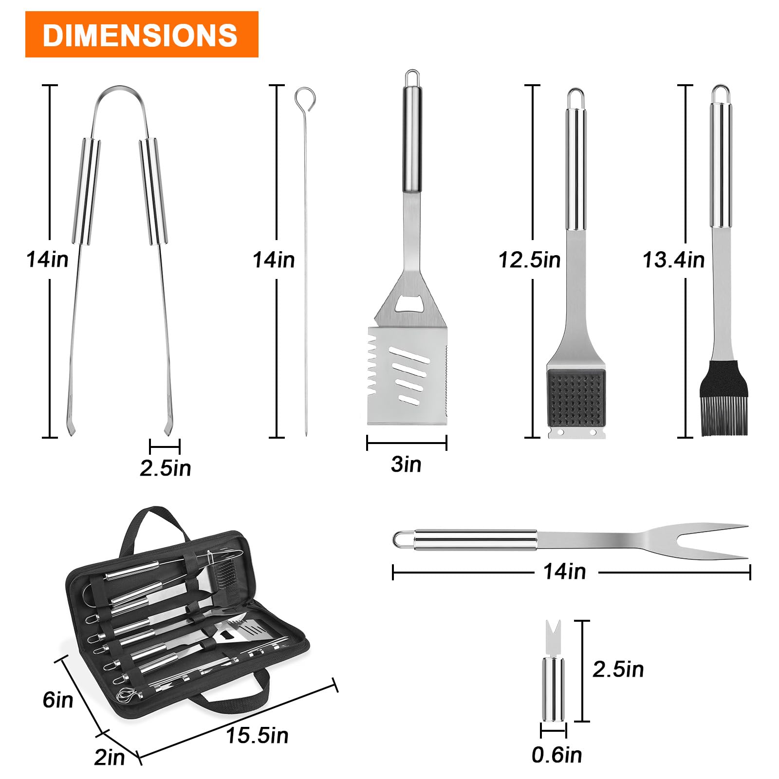 Anpro Grill Kit  Grill Set  Grilling Utensil Set  Grilling Accessories  BBQ Accessories  BBQ Kit  BBQ Grill Tools Smoker  Camping  Kitchen  Stainless Steel  21 Pcs Grilling Gifts for Fathers Day
