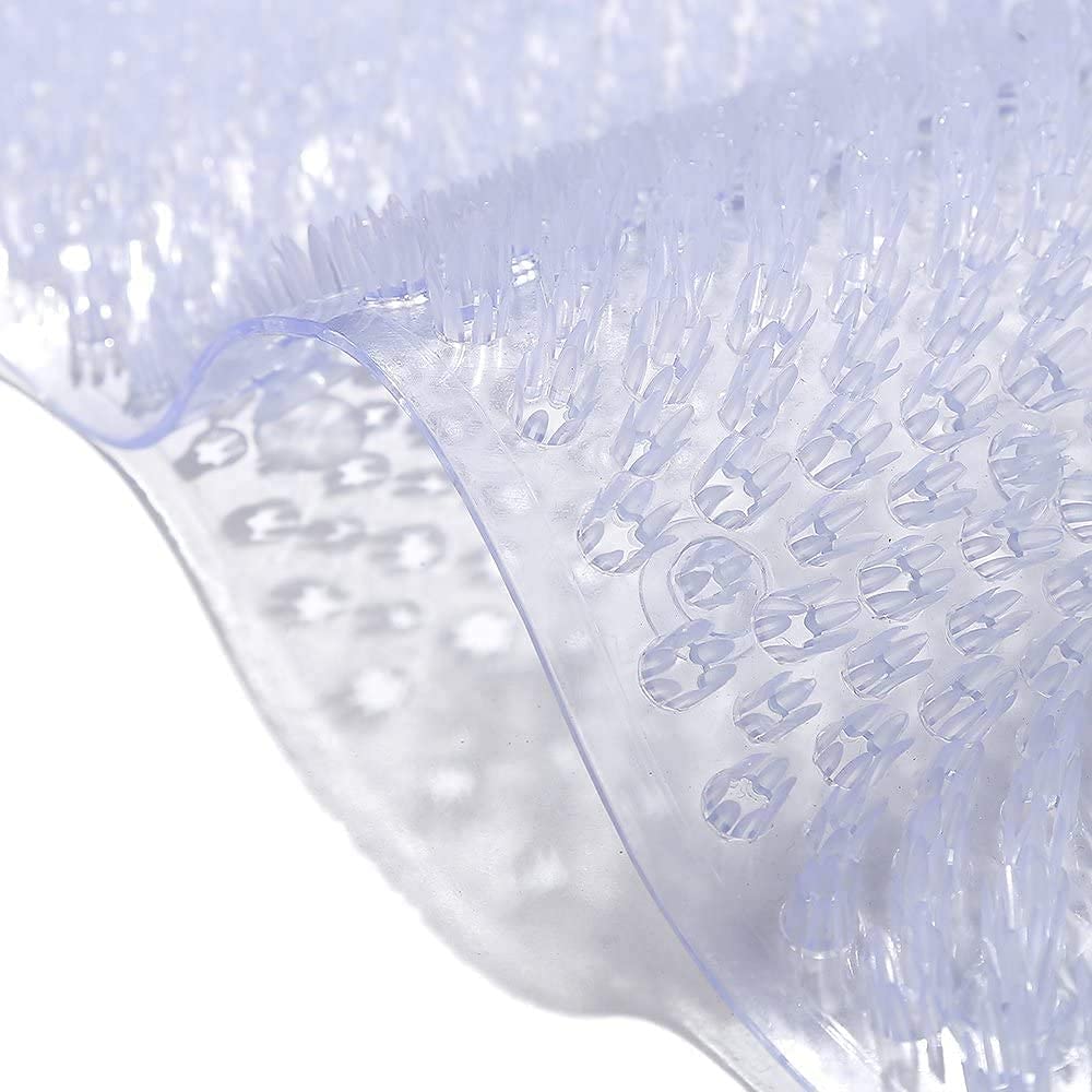 Grass Textured Spa Quality Foot Scrubber Bathroom Tub & Bath Mat Anti-Slip 24.5'' X 13.5'' (Clear)