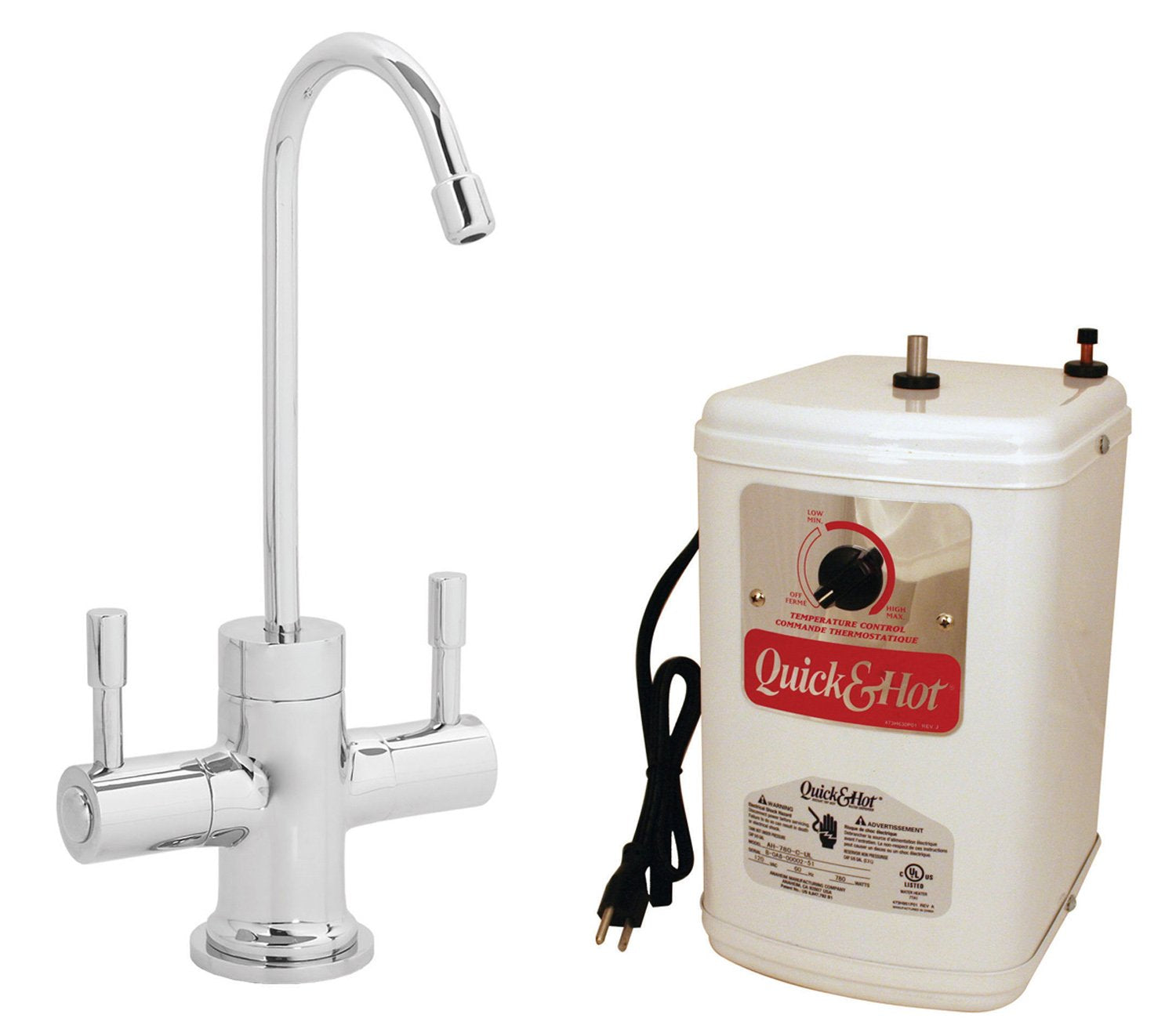Westbrass D2051H-26 Contemporary 2-handle Cold Dispenser Faucet with Instant, Hot Water Tank, Polished Chrome