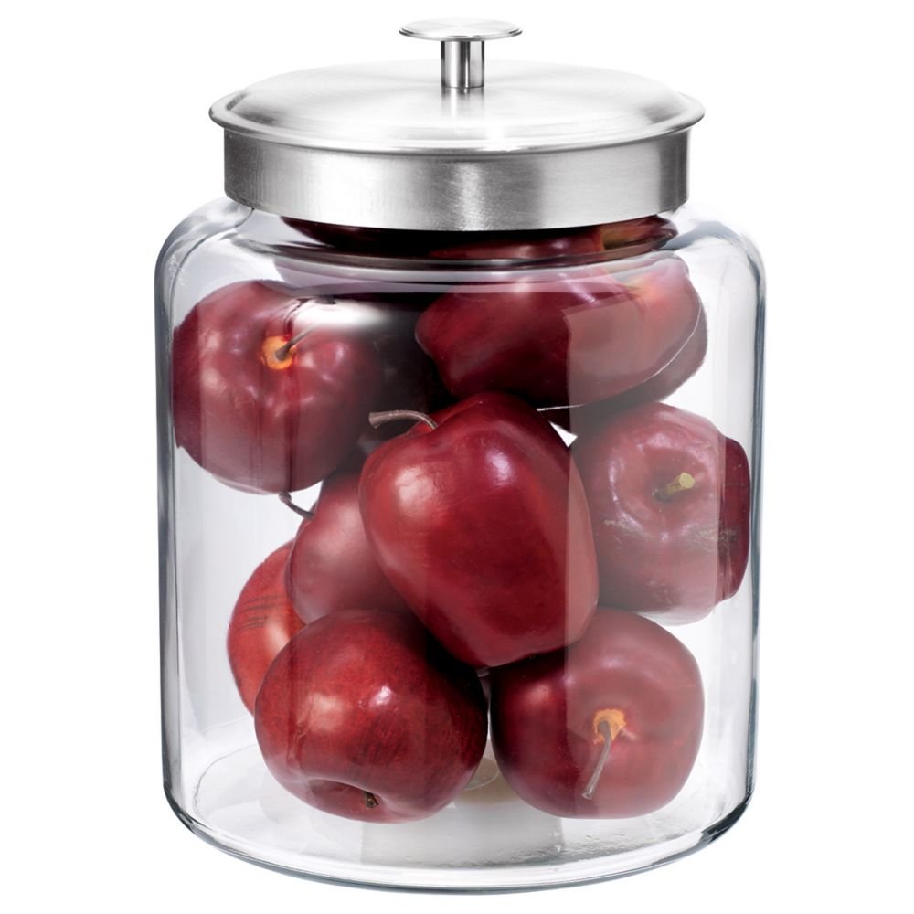 Anchor Hocking 2 Gallon Montana Glass Jar With Lid (2 Piece, Silver Metal, Dishwasher Safe)