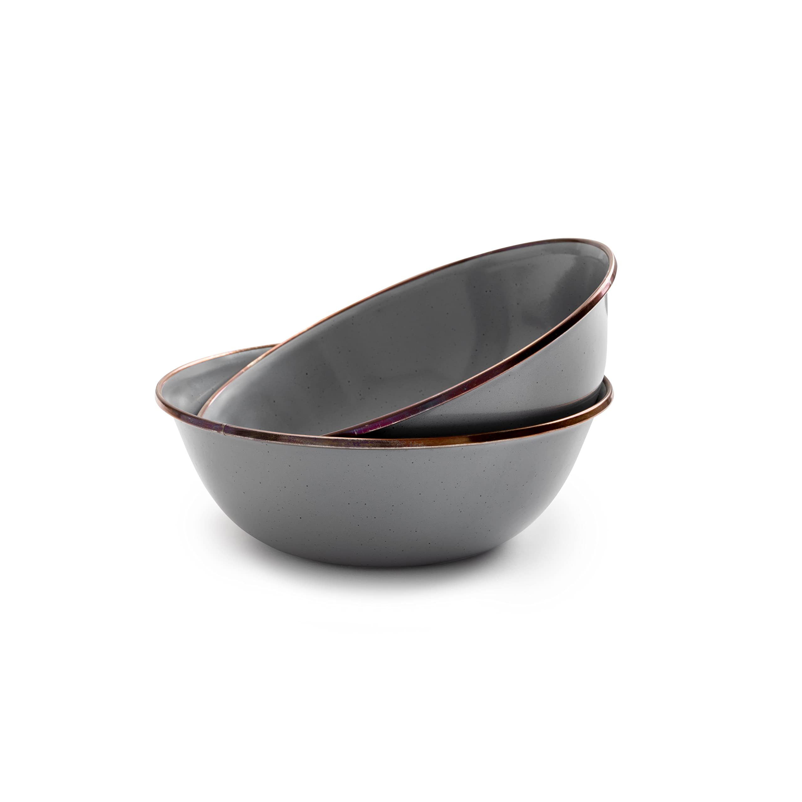 Barebones Enamel Bowl Set - Dish Set Of 2 Bowls - Enamelware Set For Camping And Everyday Use (Slate Gray)